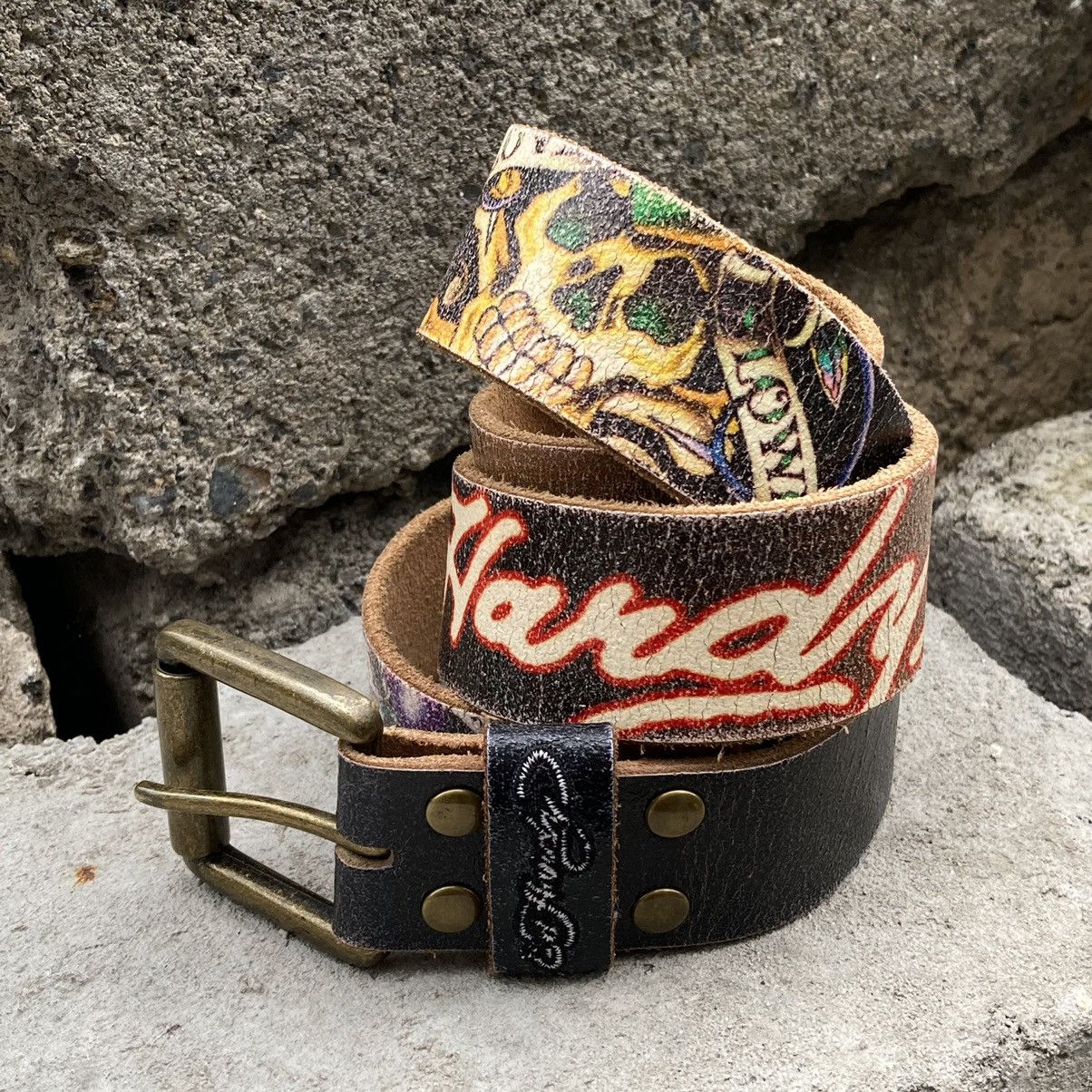 Ed Hardy 💀Ed Hardy by Christian Audigier scull love leather belt Size ONE SIZE - 2 Thumbnail