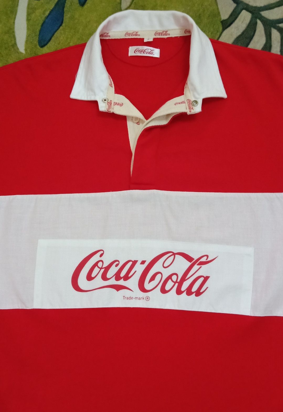 Coca Cola × Vintage × basketcase gallery Vintage 90s Coca-cola Rugby Polo T-shirt Size US L / EU 52-54 / 3 - 4 Thumbnail