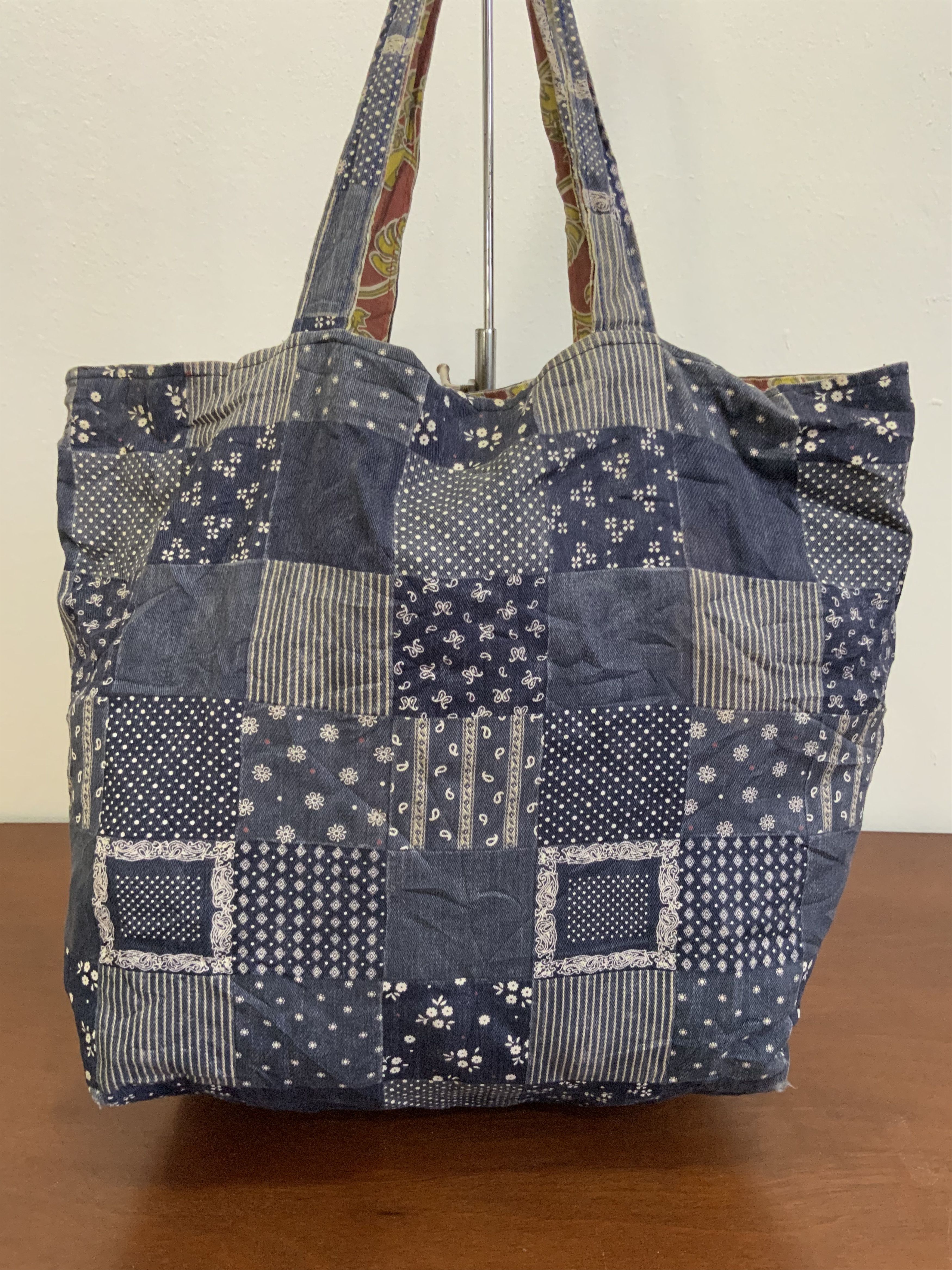 Japanese Brand Rework Paisley Denim Patchwork Style Indigo Tote bag Size ONE SIZE - 8 Thumbnail