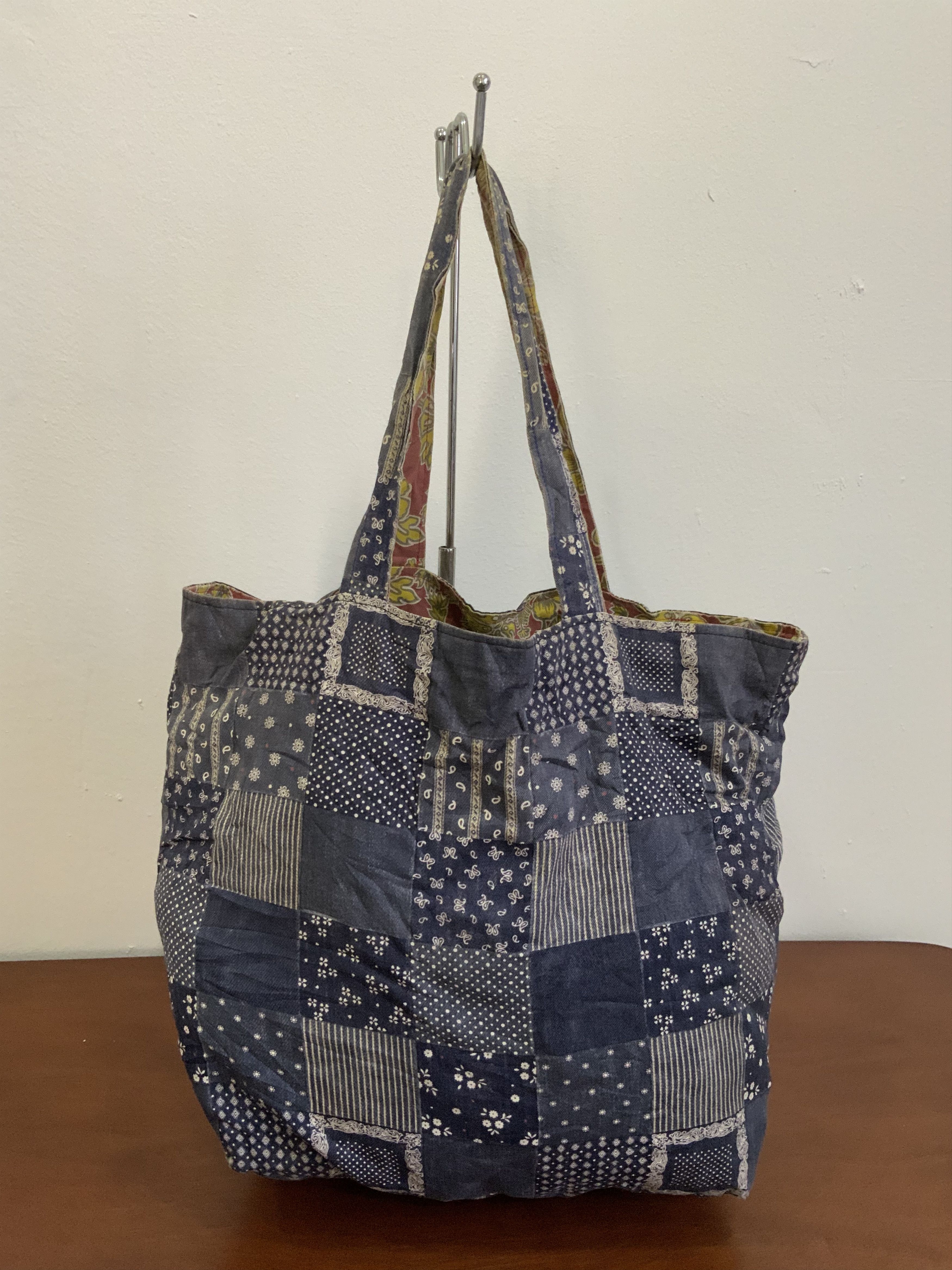 Japanese Brand Rework Paisley Denim Patchwork Style Indigo Tote bag Size ONE SIZE - 2 Thumbnail