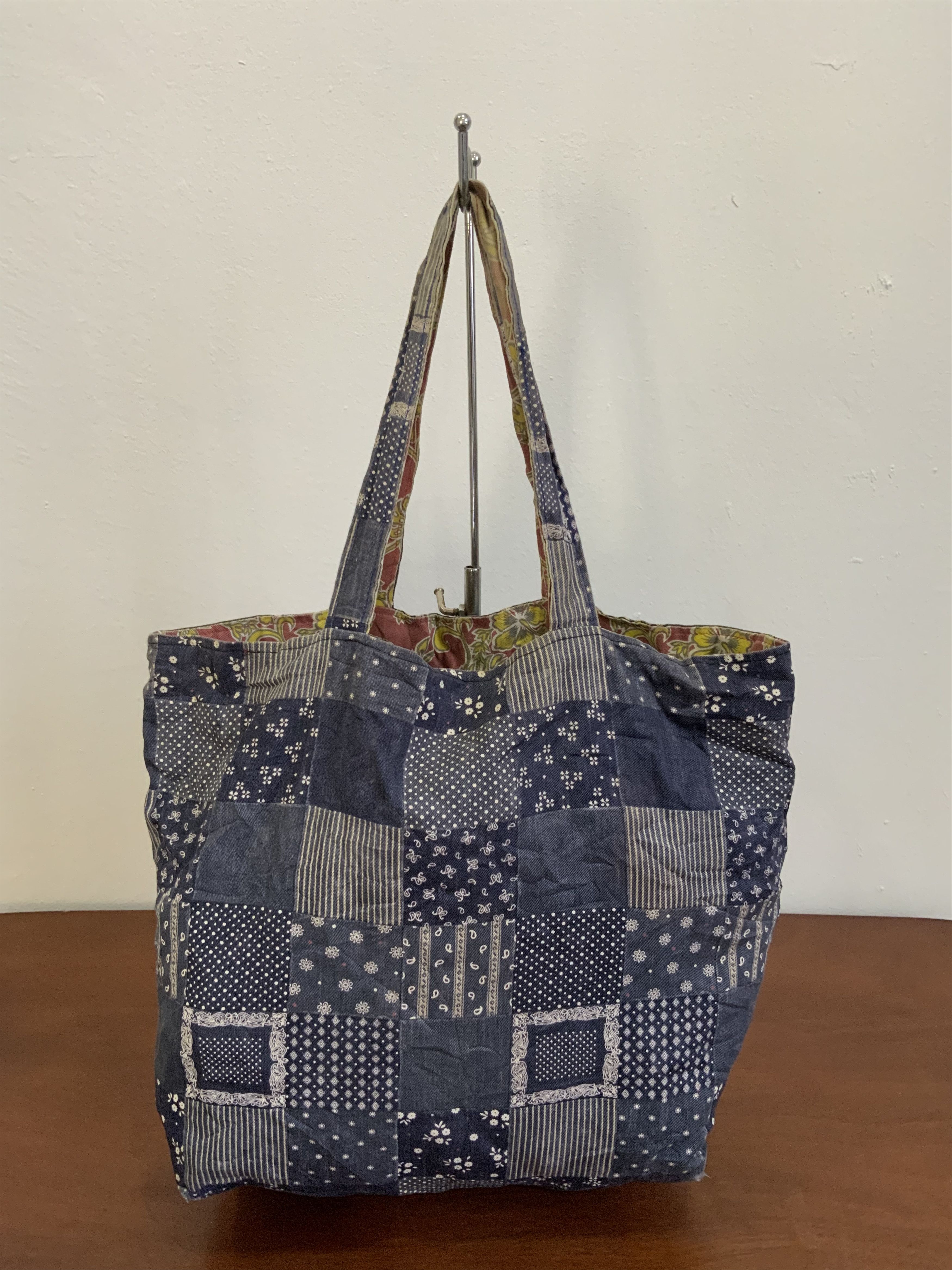 Japanese Brand Rework Paisley Denim Patchwork Style Indigo Tote bag Size ONE SIZE - 6 Thumbnail