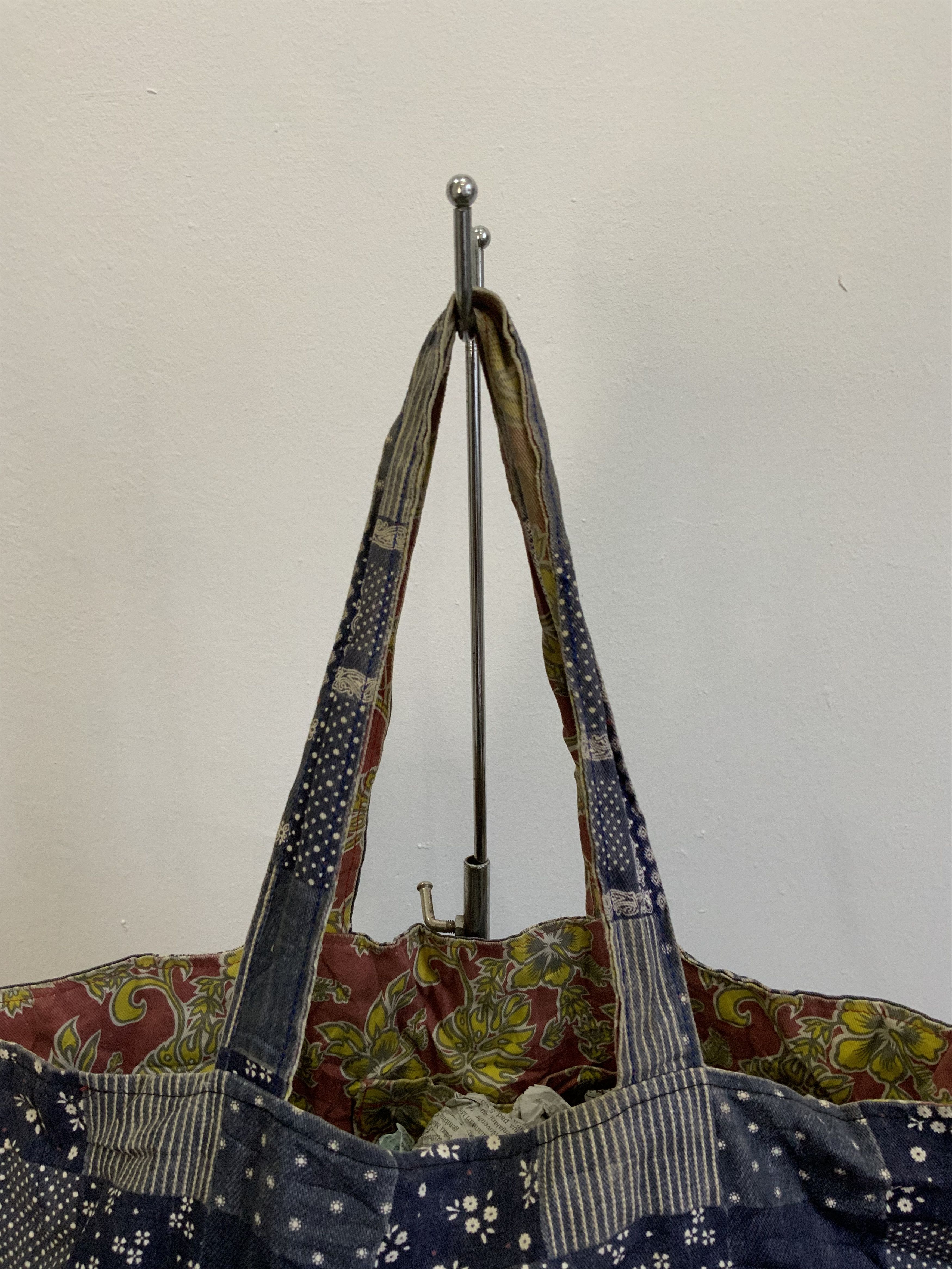 Japanese Brand Rework Paisley Denim Patchwork Style Indigo Tote bag Size ONE SIZE - 7 Thumbnail