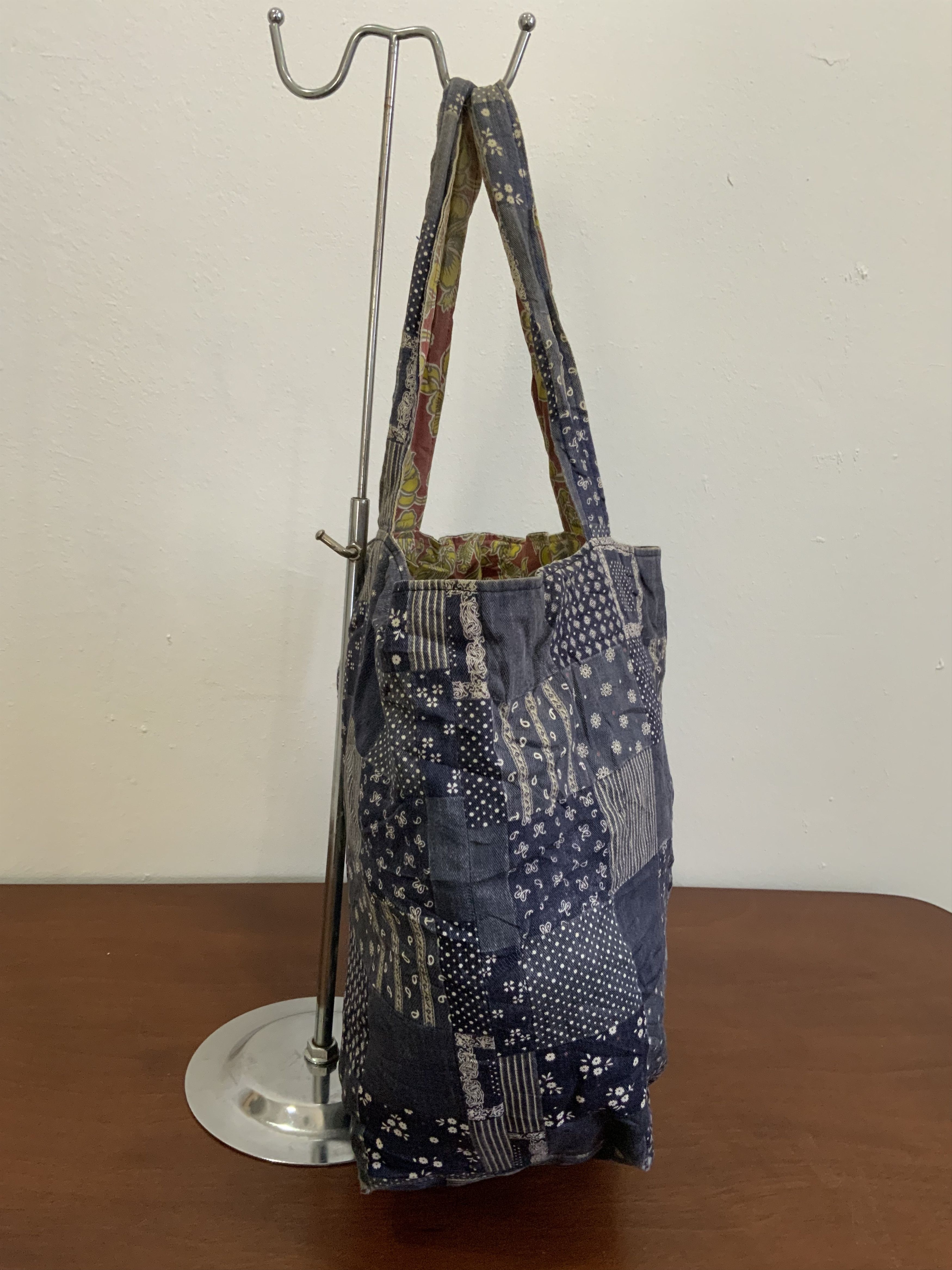 Japanese Brand Rework Paisley Denim Patchwork Style Indigo Tote bag Size ONE SIZE - 3 Thumbnail