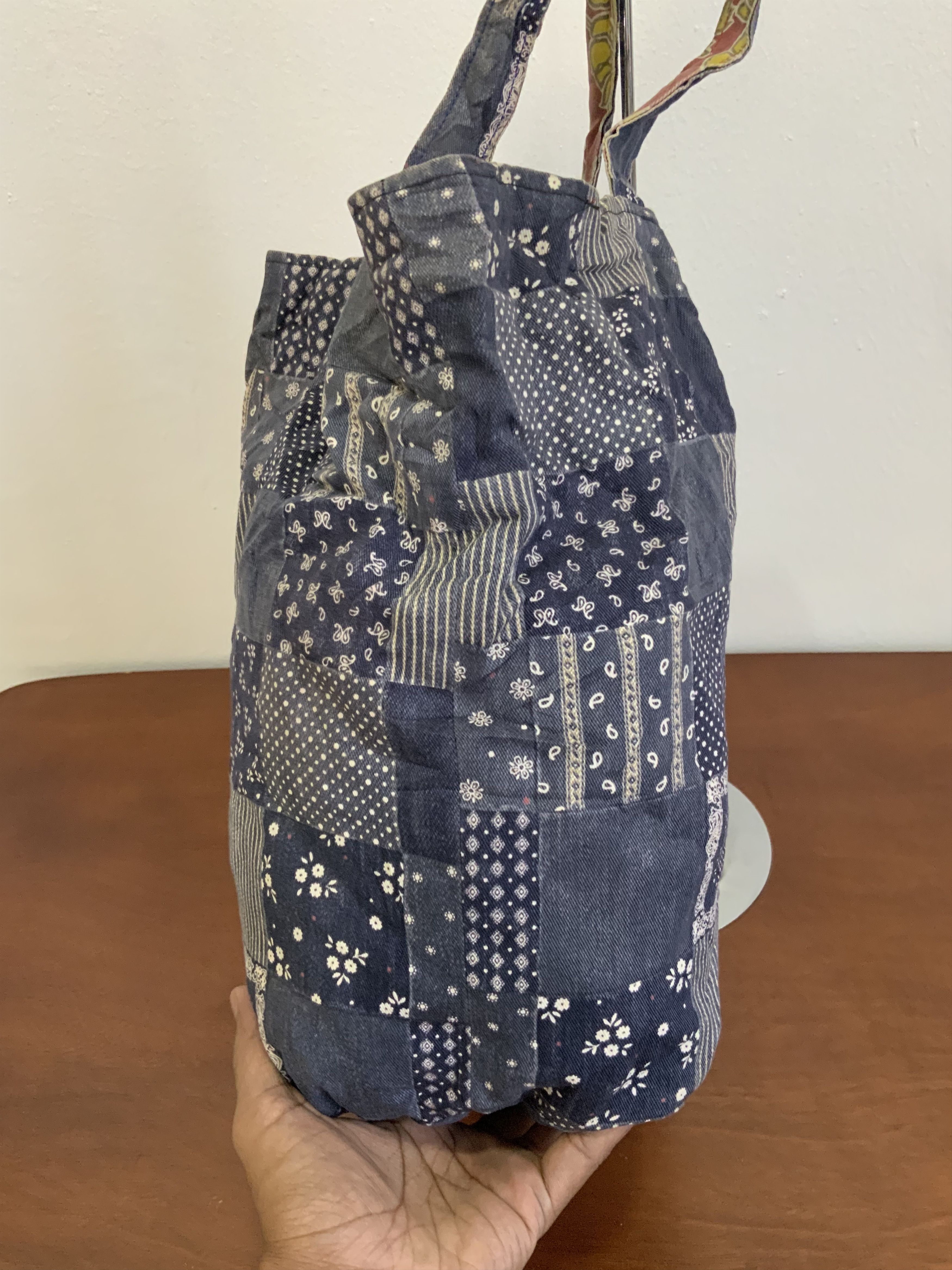 Japanese Brand Rework Paisley Denim Patchwork Style Indigo Tote bag Size ONE SIZE - 4 Thumbnail