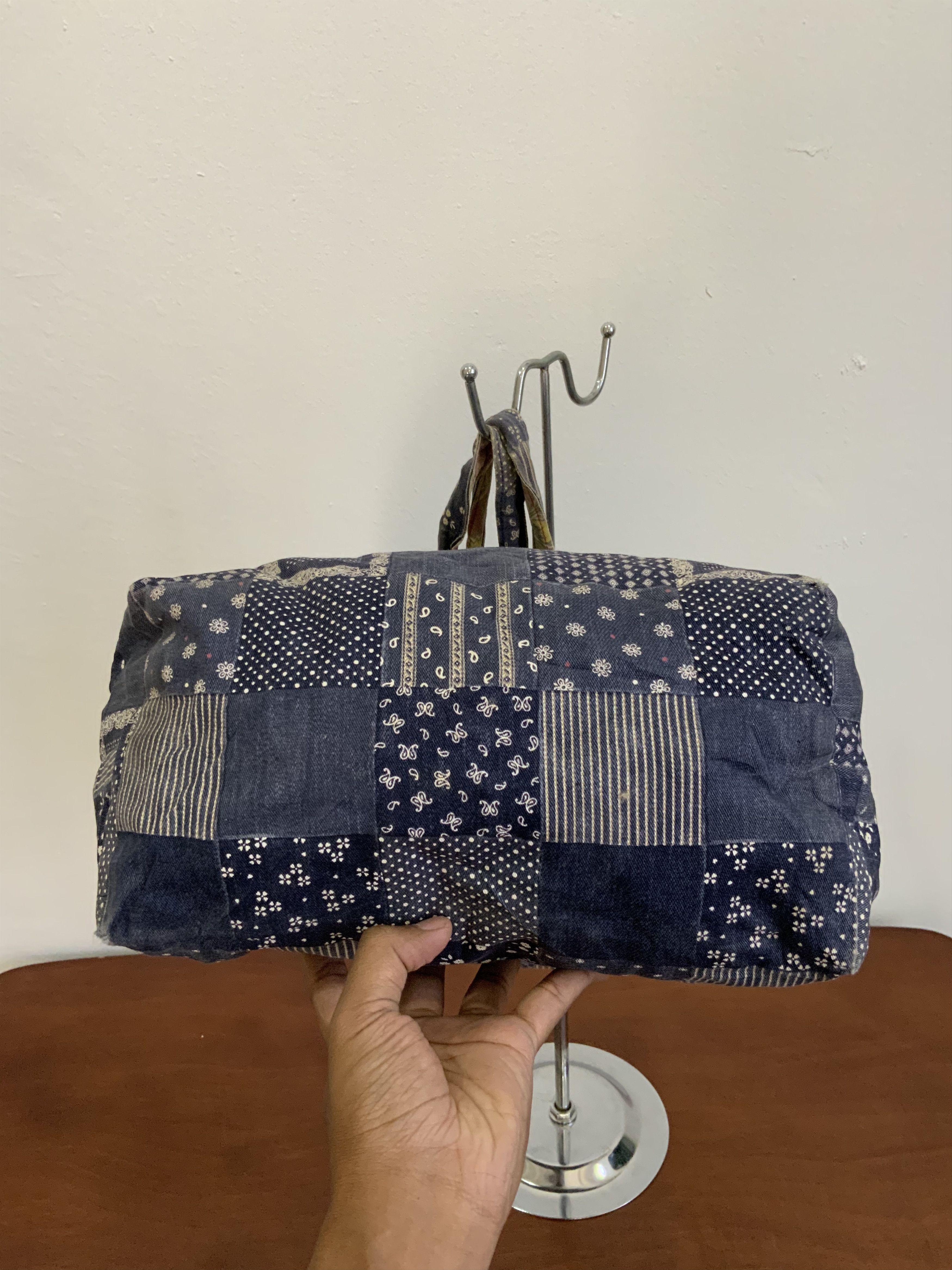 Japanese Brand Rework Paisley Denim Patchwork Style Indigo Tote bag Size ONE SIZE - 5 Thumbnail