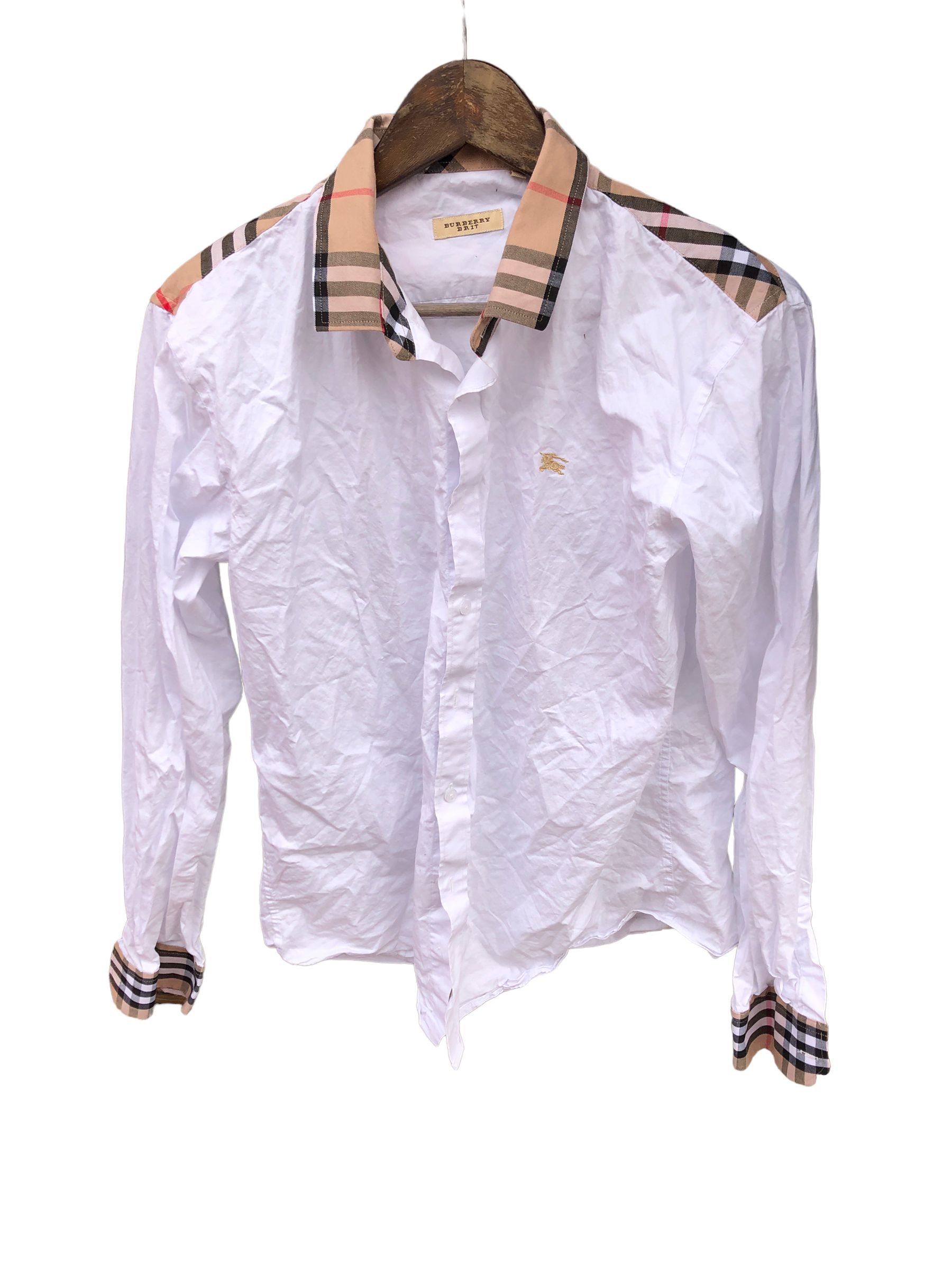Vintage Vintage Burberry Shirt Large White Big Logo Size US L / EU 52-54 / 3 - 6 Thumbnail