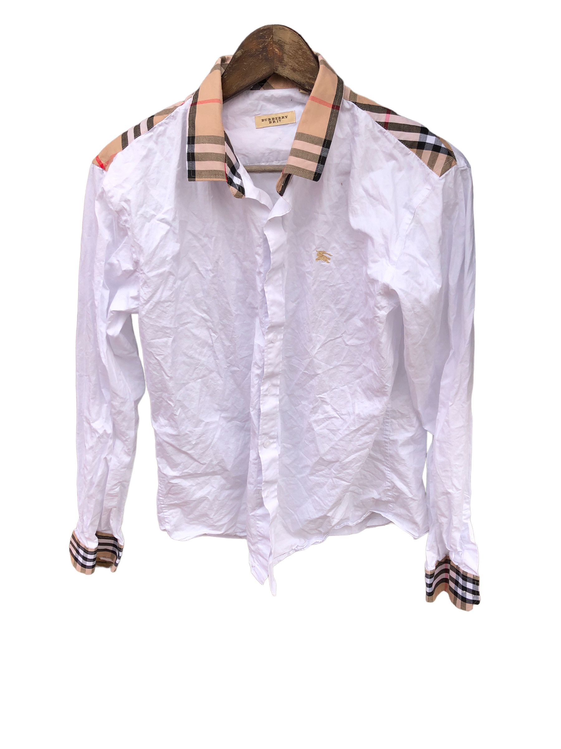 Vintage Vintage Burberry Shirt Large White Big Logo Size US L / EU 52-54 / 3 - 4 Thumbnail