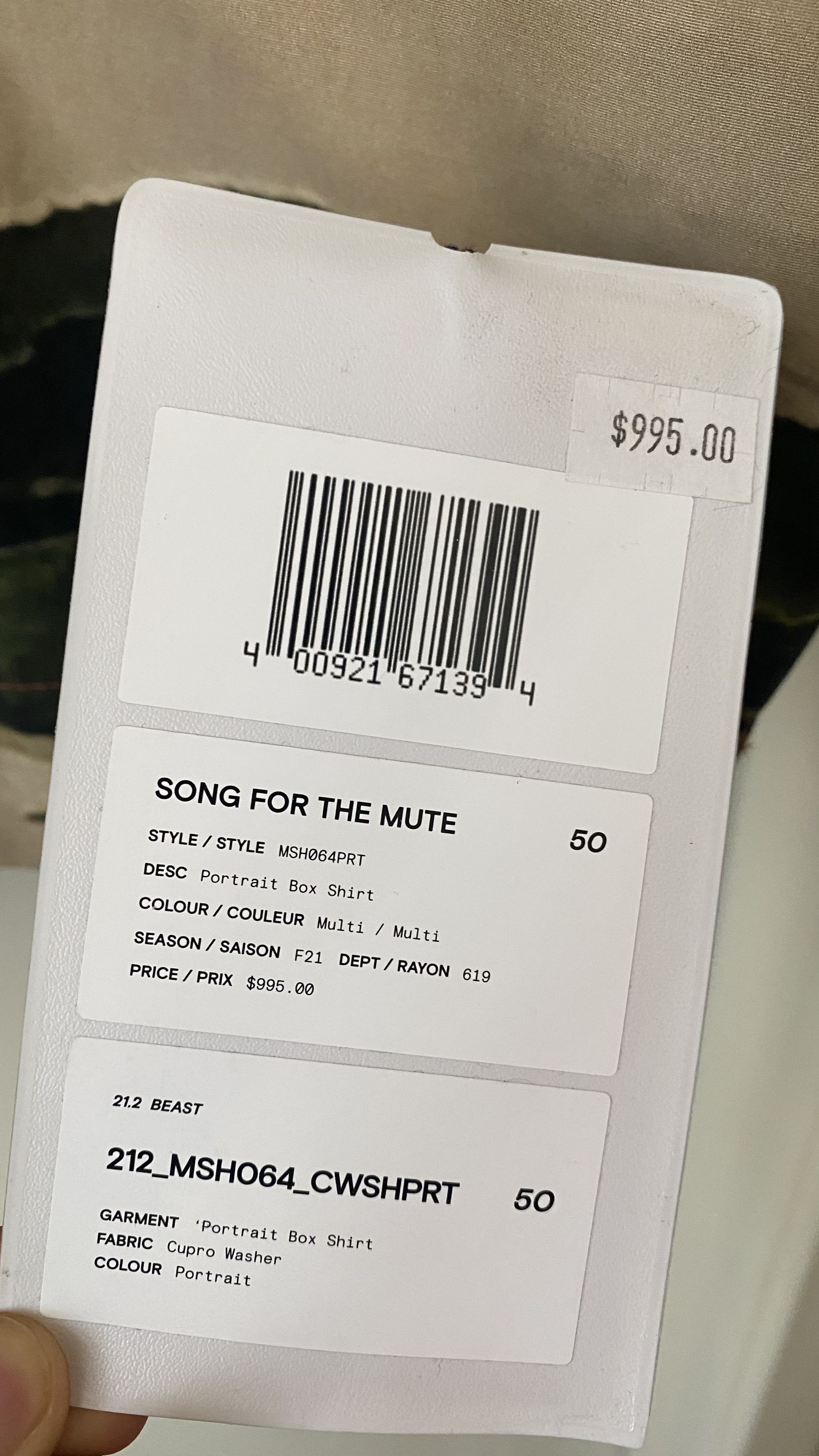Song For The Mute Box Shirt Cupro Washer (Portrait) Size US M / EU 48-50 / 2 - 8 Thumbnail