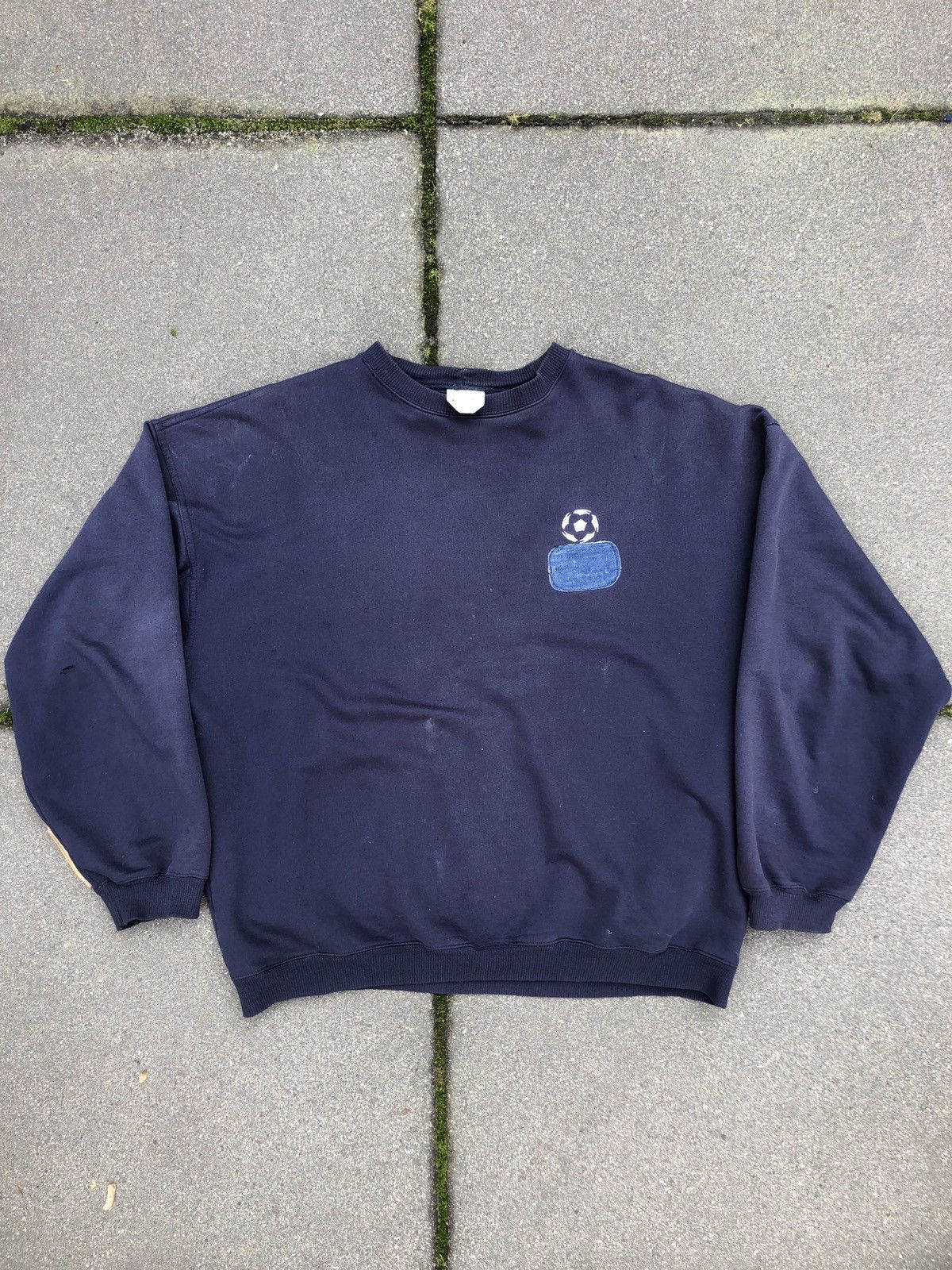 Vintage Oversized navy soccer patch sun faded crewneck gosha swag Size US L / EU 52-54 / 3 - 1 Thumbnail