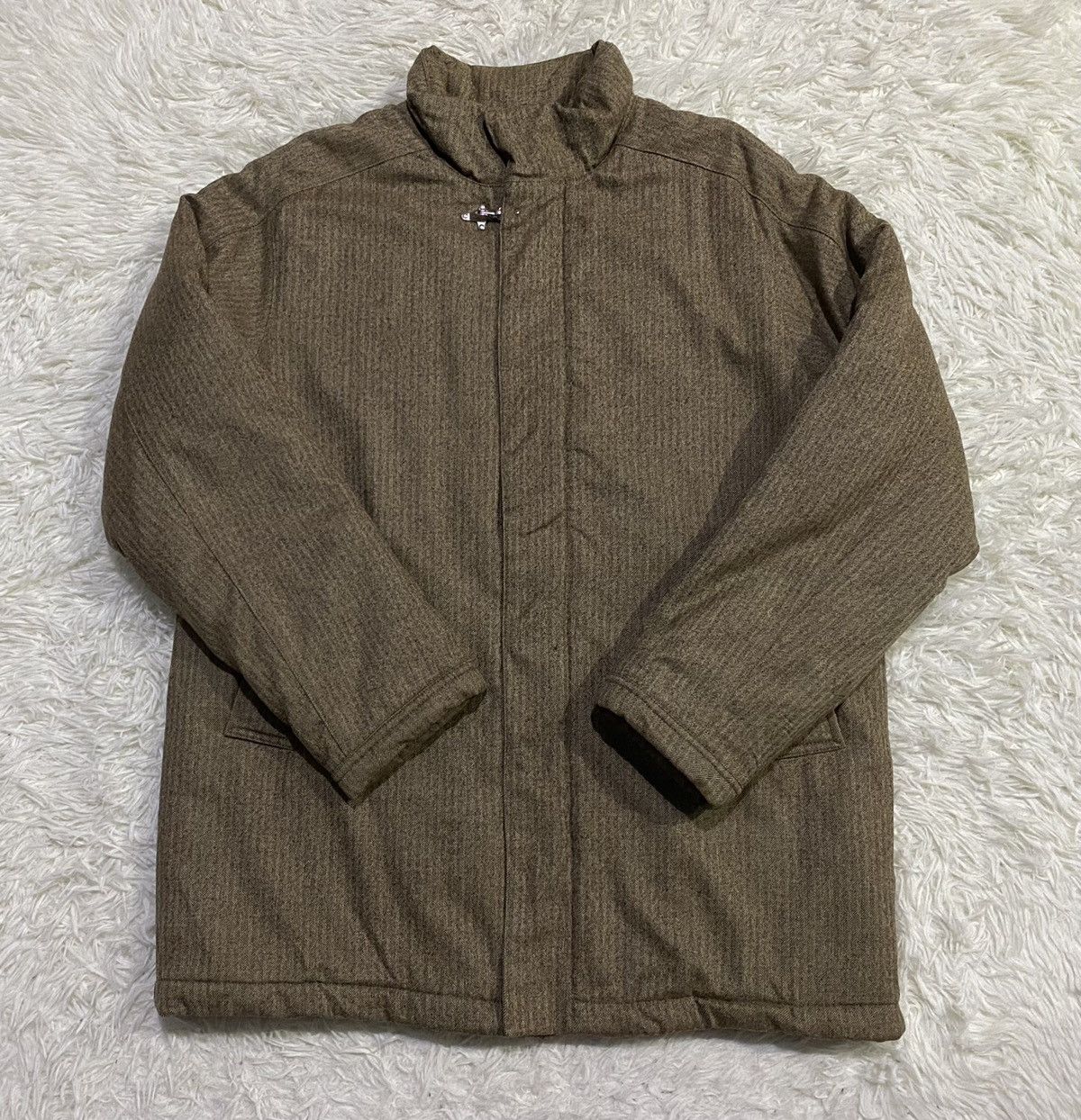 Designer Sartoria Del Giaccone Wool Zipper Quilted Jacket Size US L / EU 52-54 / 3 - 2 Thumbnail