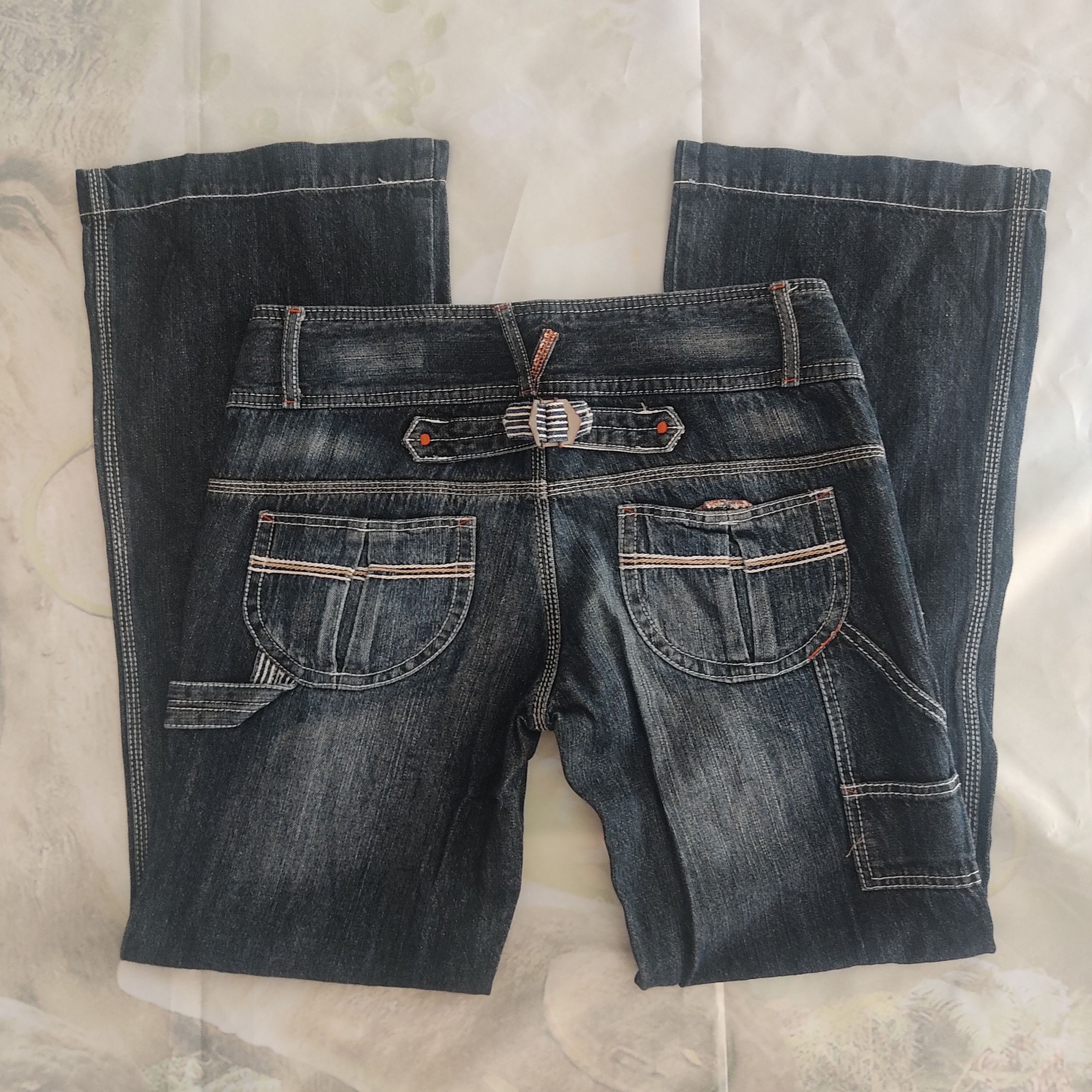 20471120 B.O.W.W Green Low Rise Wide Leg Work Denim Pants Size 32" / US 10 / IT 46 - 12 Thumbnail