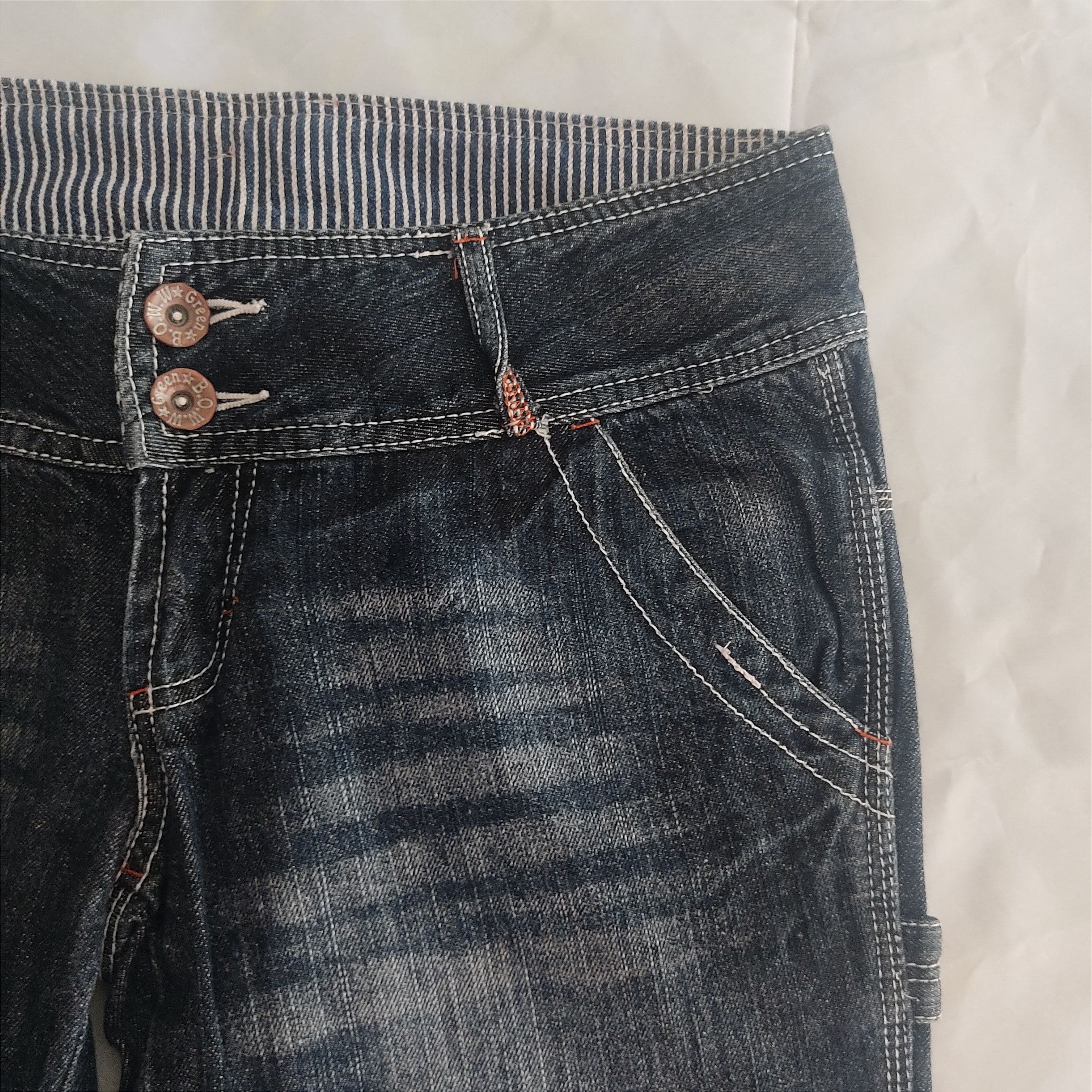 20471120 B.O.W.W Green Low Rise Wide Leg Work Denim Pants Size 32" / US 10 / IT 46 - 5 Thumbnail