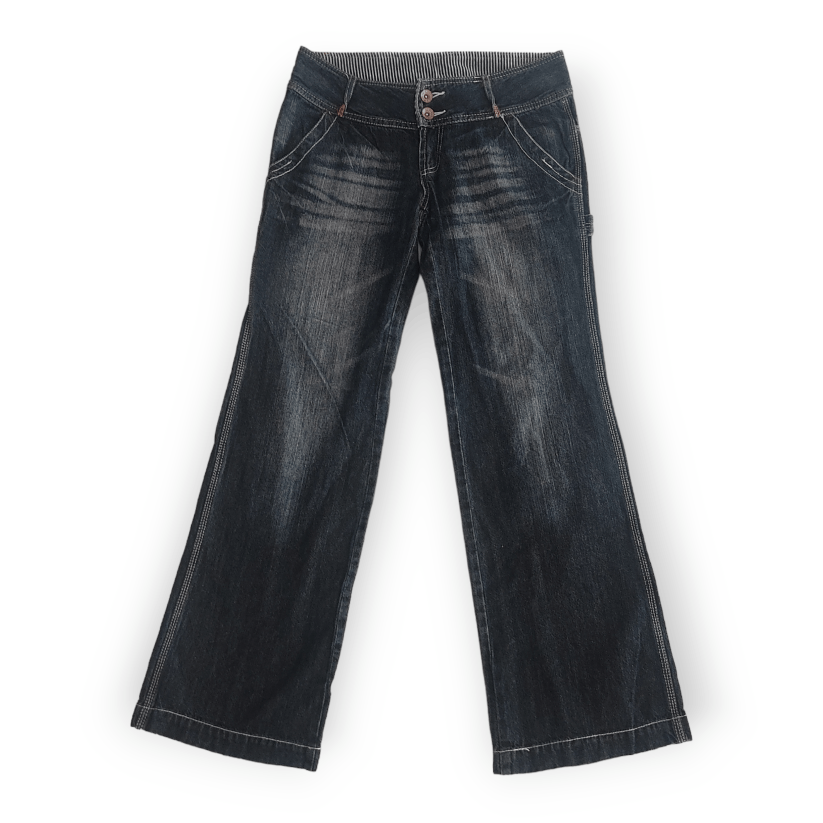 20471120 B.O.W.W Green Low Rise Wide Leg Work Denim Pants Size 32" / US 10 / IT 46 - 2 Thumbnail