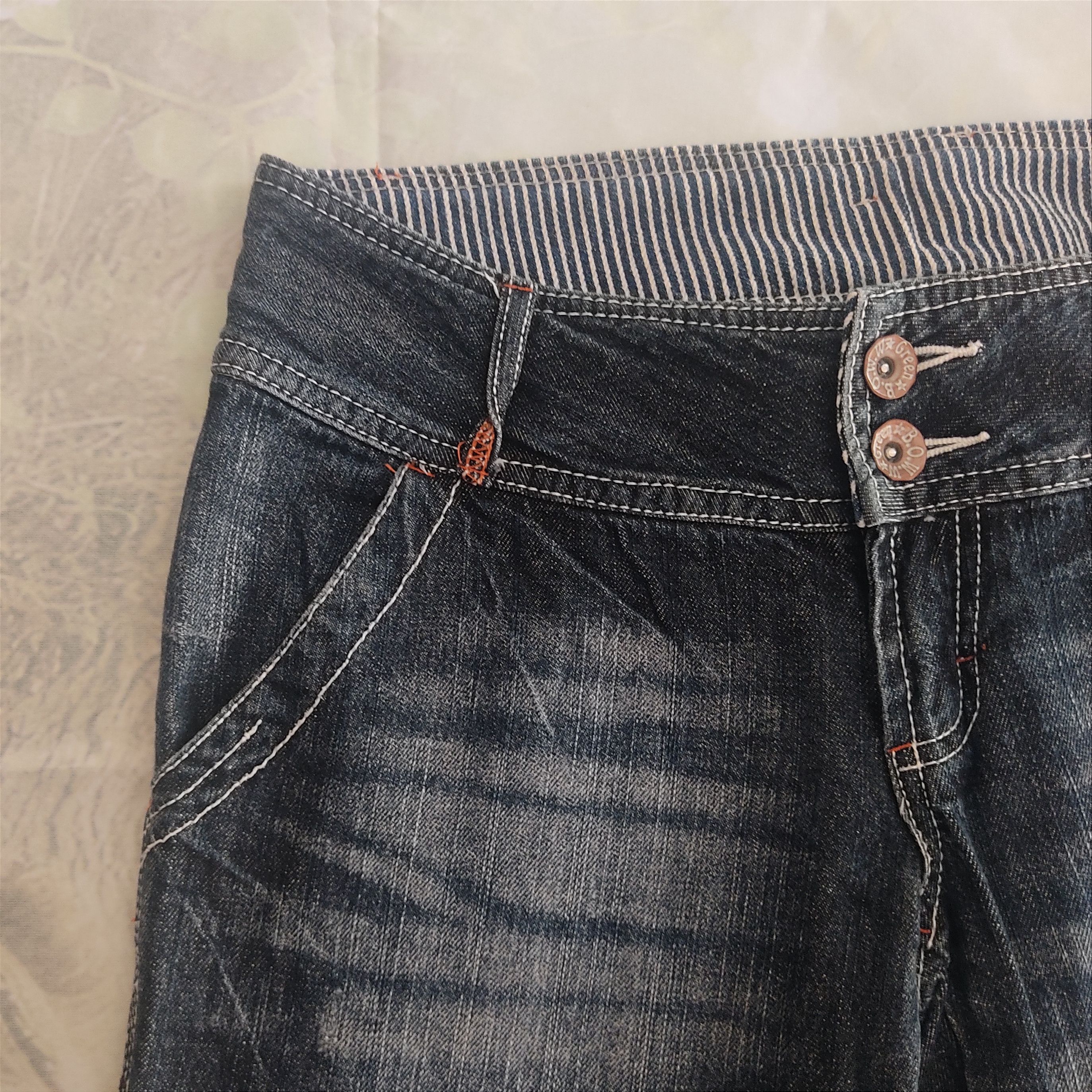 20471120 B.O.W.W Green Low Rise Wide Leg Work Denim Pants Size 32" / US 10 / IT 46 - 4 Thumbnail