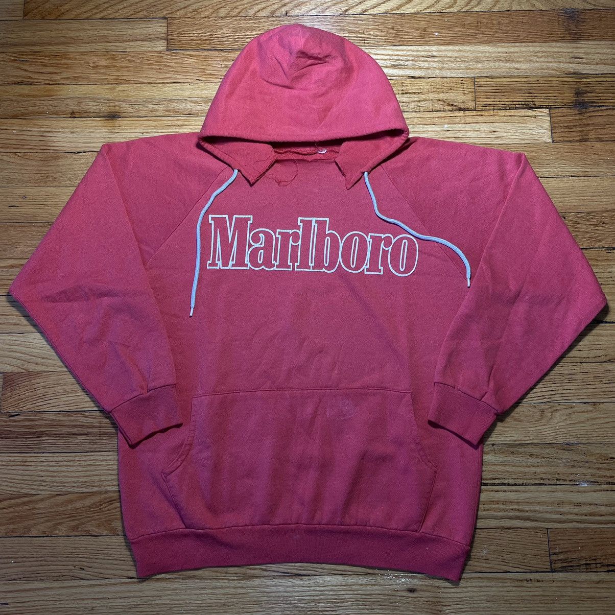 marlboro cigarettes hoodie Vintage 90s Spellout Logo Red Pullover Tultex Medium The Viral Aesthetic Vintage 90s Marlboro Cigarettes Spellout