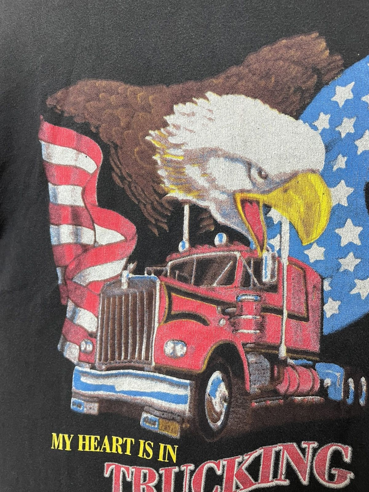 Band Tees × Vintage USA Vintage 1990 Trucker 3D style Thin Single Stitch T Shirt Size US M / EU 48-50 / 2 - 3 Thumbnail