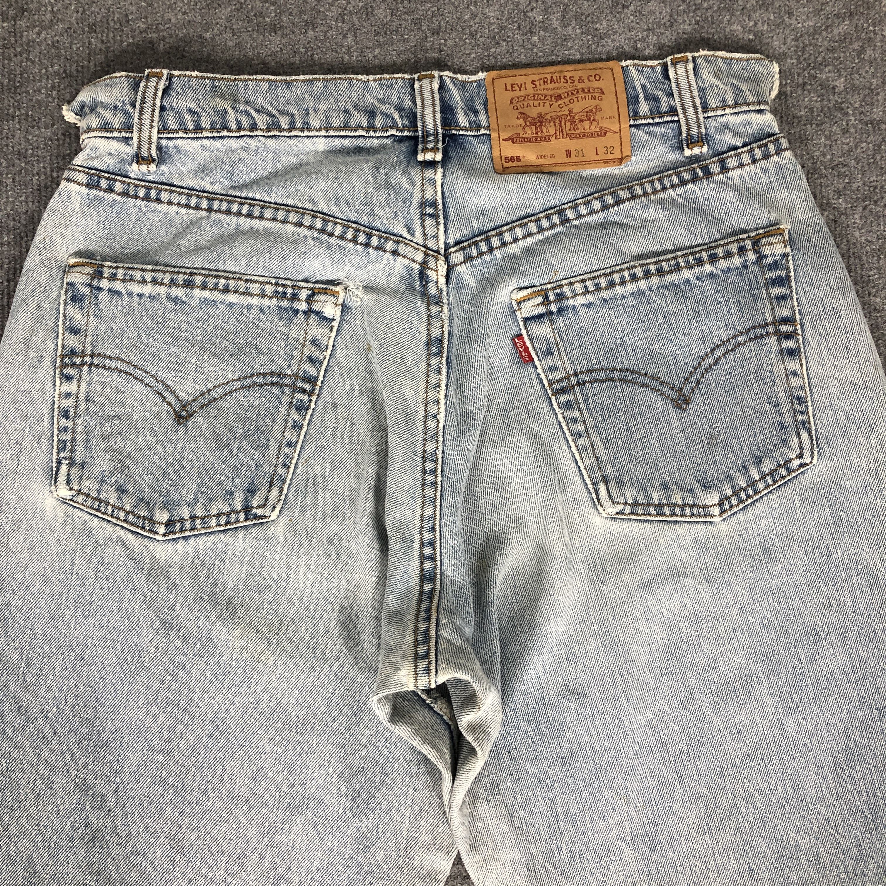 Levi's Vintage 90's Levi's 565 Distress Faded Blue Denim Jean Size US 31 - 4 Thumbnail