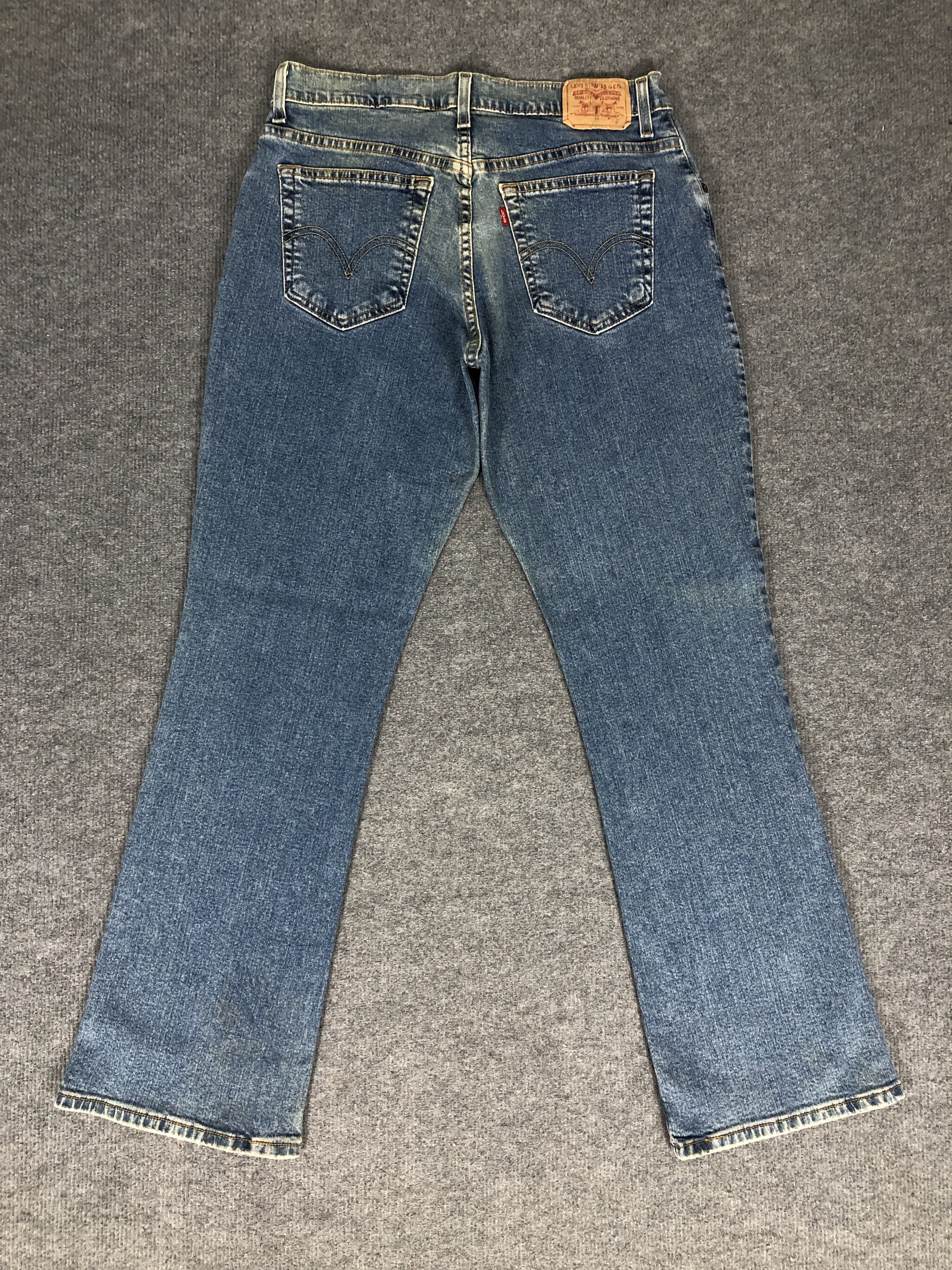 Levi's × Vintage VTG Y2K Levi's 550 Boot Cut Stretch Dirty Blue Denim Jean Size 31" - 14 Thumbnail