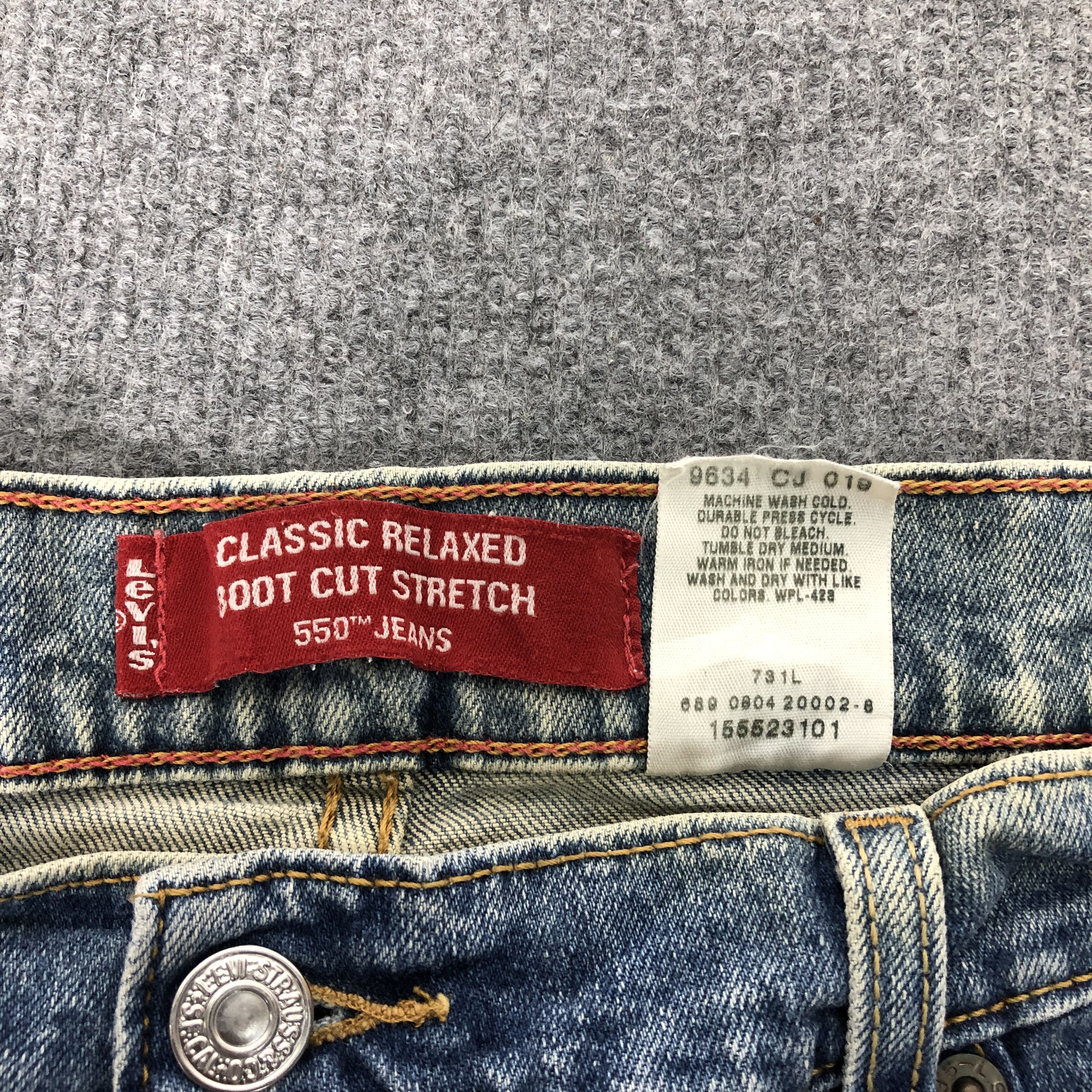 Levi's × Vintage VTG Y2K Levi's 550 Boot Cut Stretch Dirty Blue Denim Jean Size 31" - 20 Thumbnail