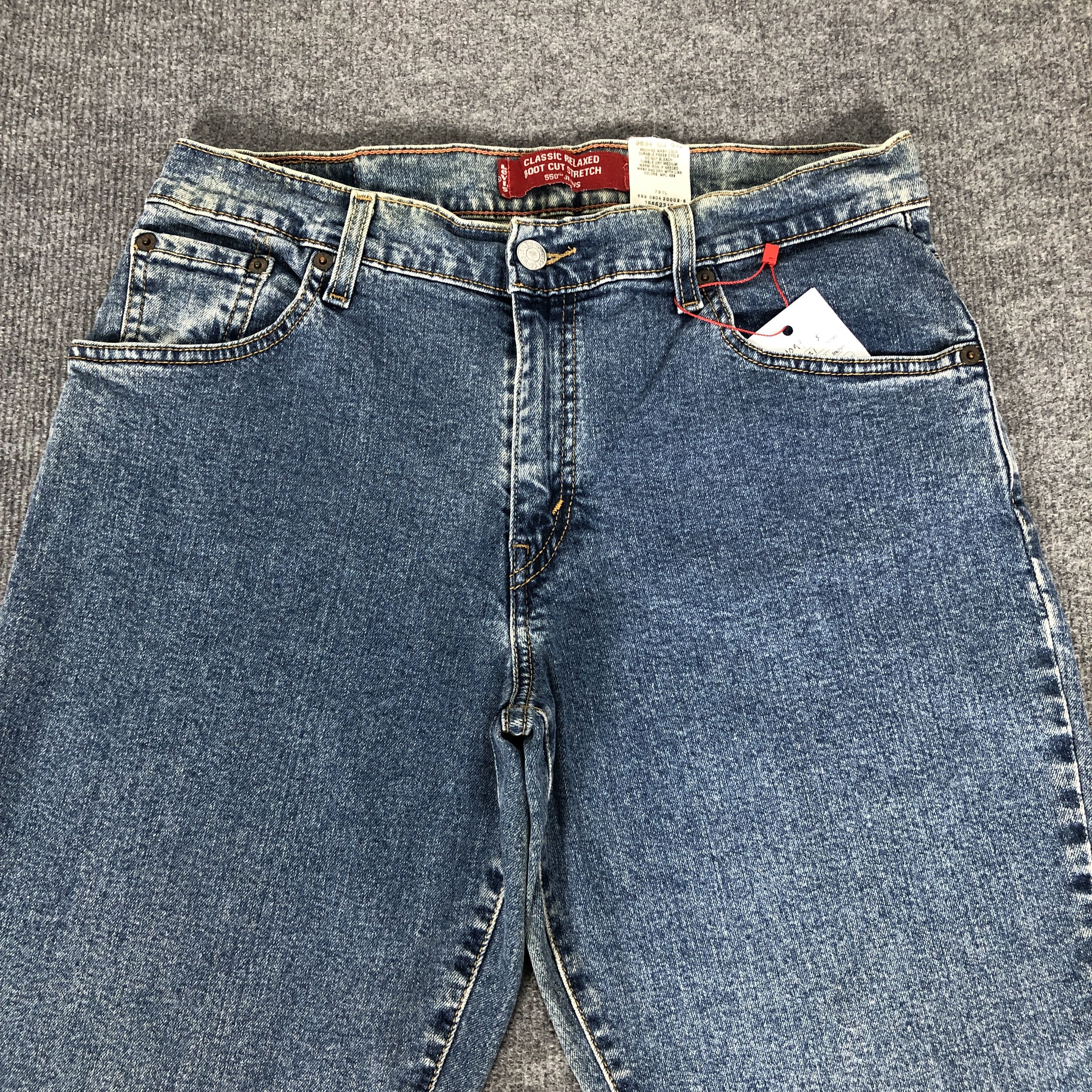 Levi's × Vintage VTG Y2K Levi's 550 Boot Cut Stretch Dirty Blue Denim Jean Size 31" - 2 Thumbnail