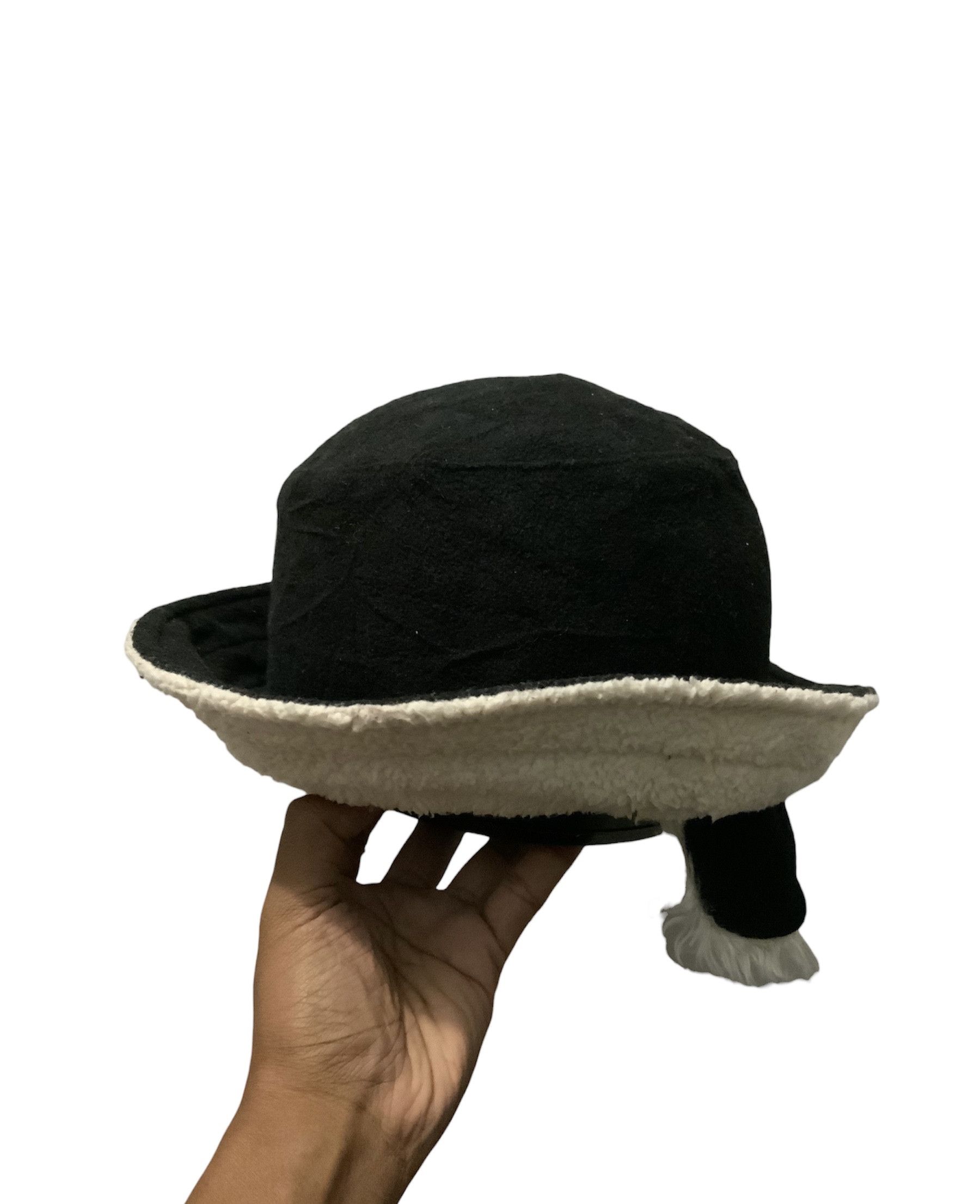 Hat Club Black White Ear Faux Fur Bucket Hat Size ONE SIZE - 1 Thumbnail