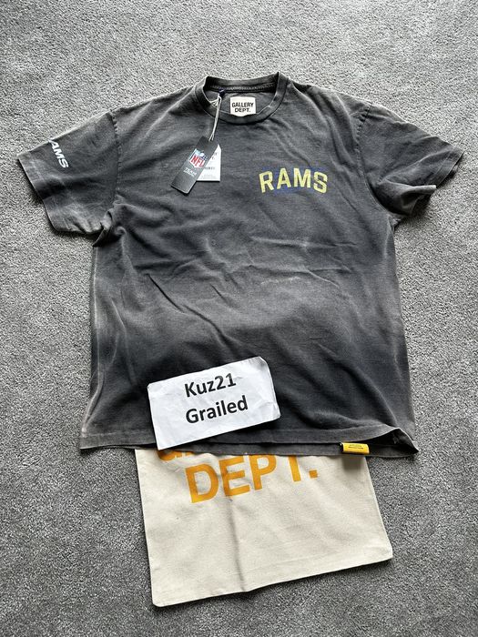 Men's LA Rams x GALLERY DEPT. Black Los Angeles Rams Faded T-Shirt