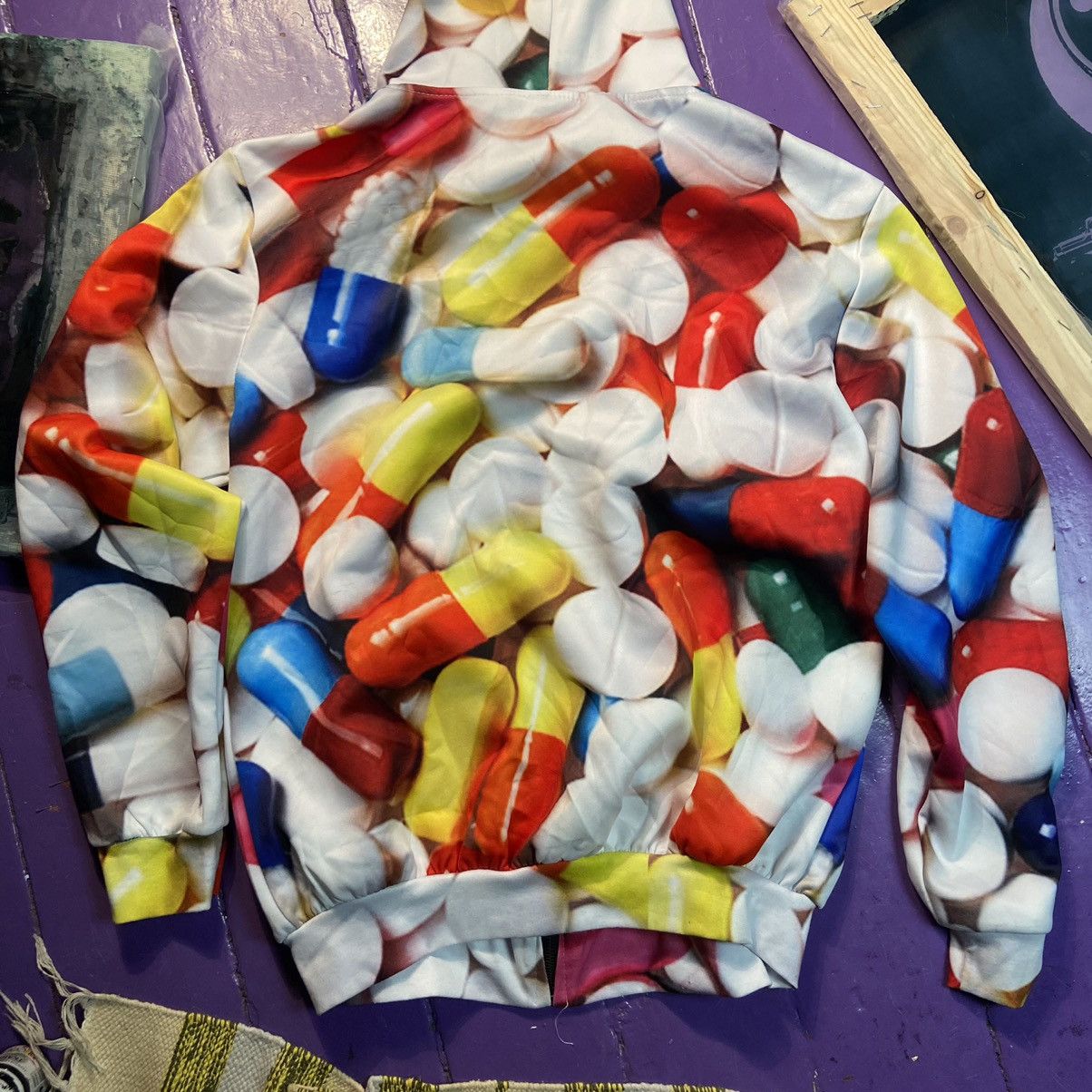 Japanese Brand 💊 PILLS PSYCHEDELIC 💊 VINTAGE OVER PRINTED DRUGS JACKET Size US L / EU 52-54 / 3 - 2 Thumbnail