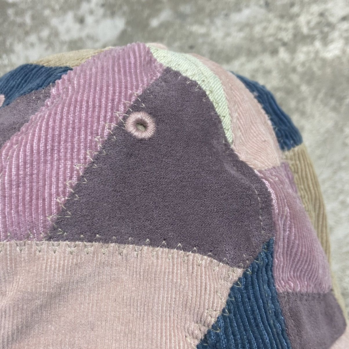 Vintage VELOUR Y2K PATCHWORK VELVET CORDUROY CAP - № 4072 Size ONE SIZE - 5 Thumbnail