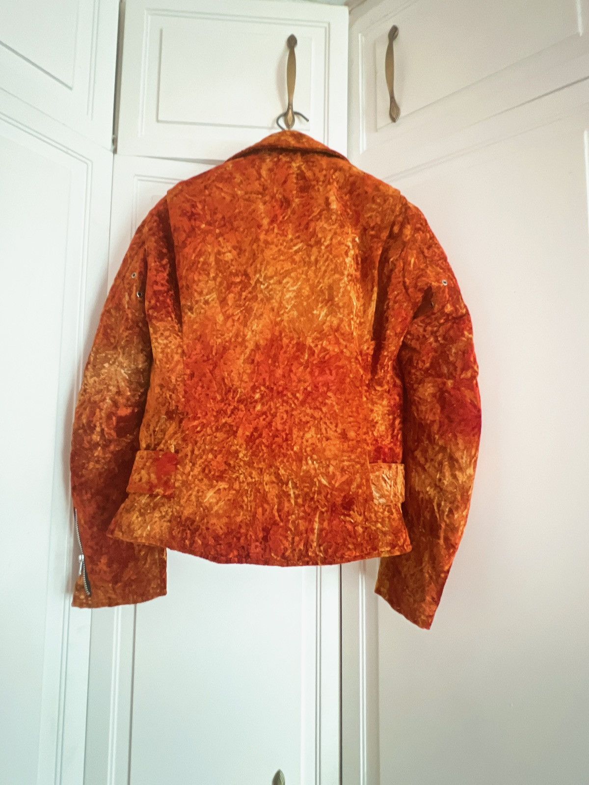Comme des Garcons × Junya Watanabe 🔥 Junya Watanabe Flame crushed velvet padded biker jacket Size XS / US 0-2 / IT 36-38 - 4 Thumbnail