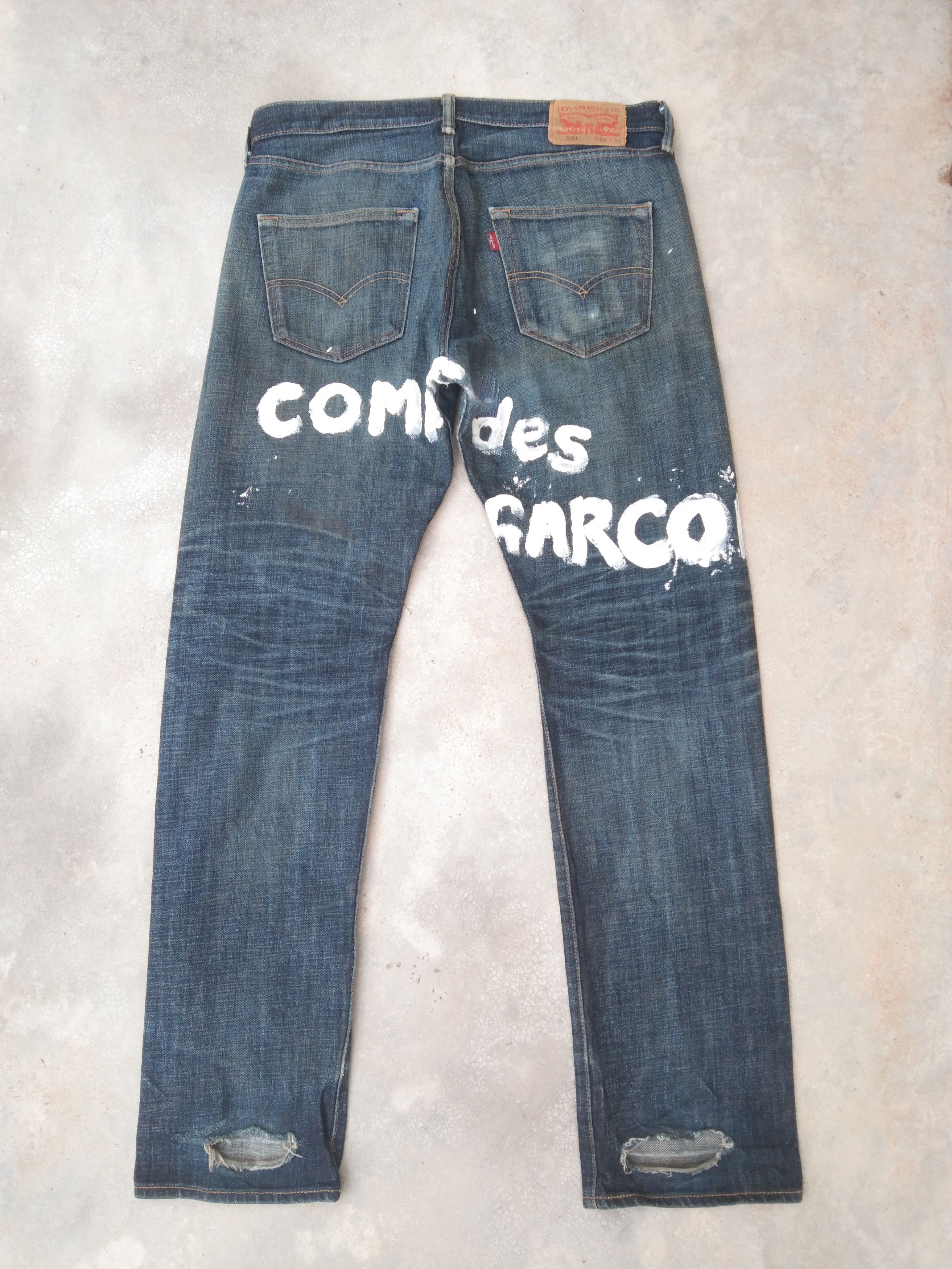 Vintage Levi's 501 Custom Painted Distressed Jeans 32x32