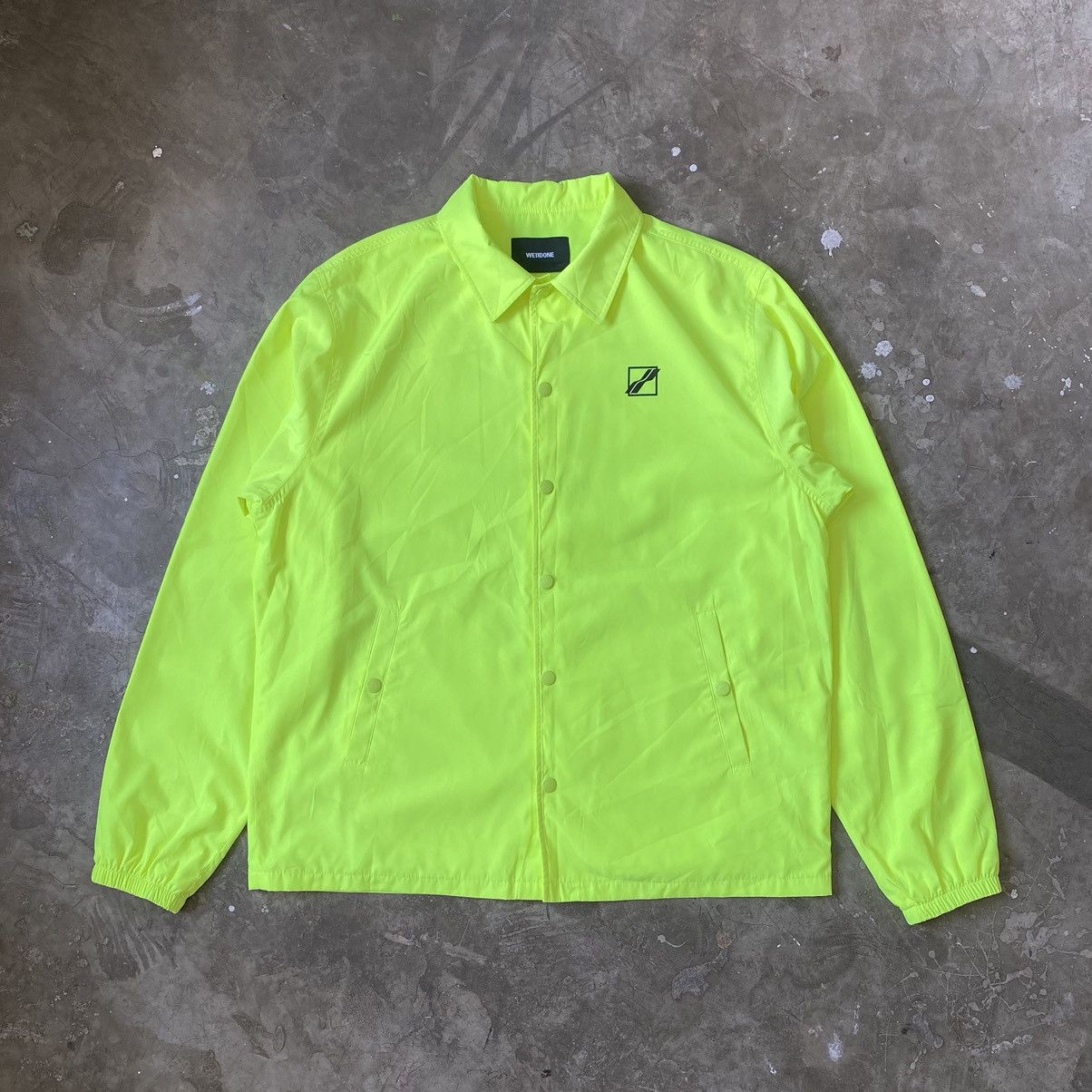 image of We11Done - Neon Yellow Basic Logo Oversized Coach Jacket, Men's (Size Small)