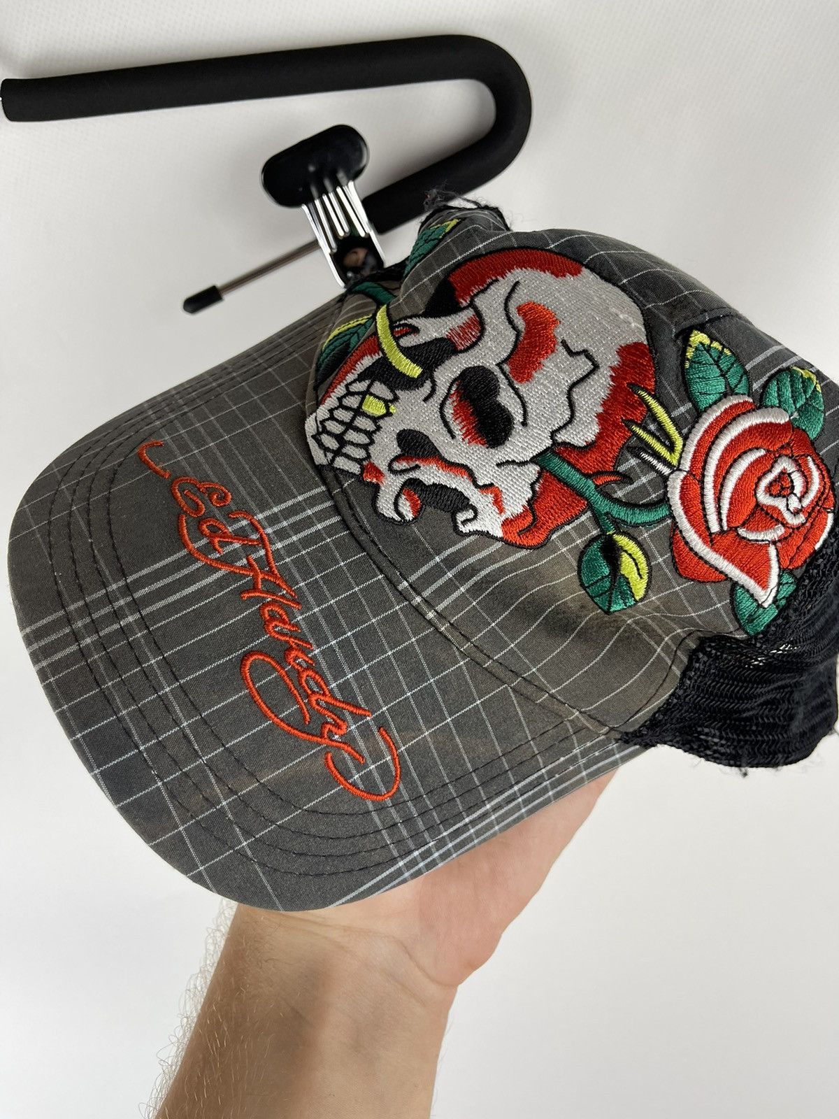 Ed Hardy Don Ed Hardy vintage checkered skull grasp rose cap baseball Size ONE SIZE - 7 Thumbnail