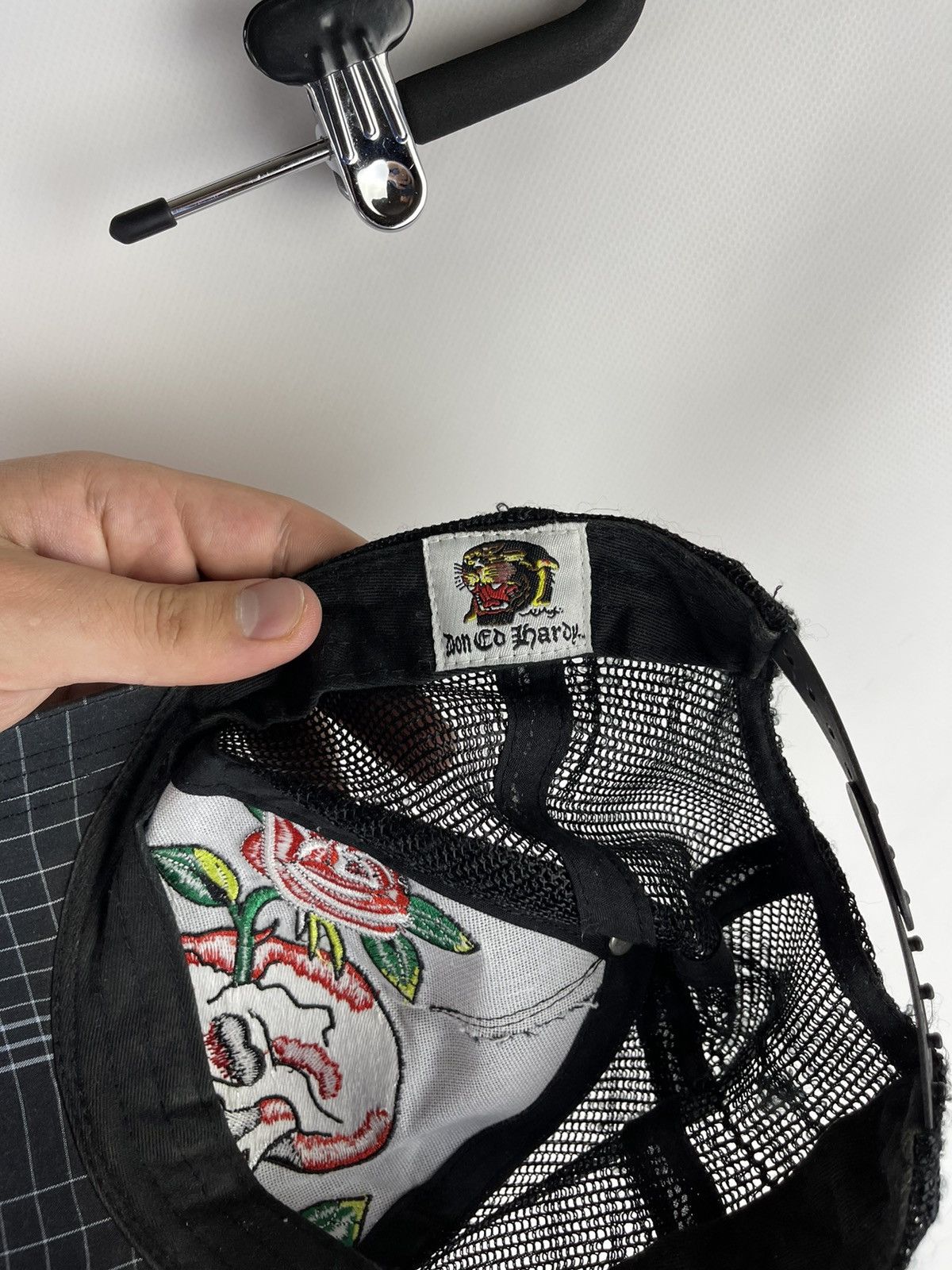 Ed Hardy Don Ed Hardy vintage checkered skull grasp rose cap baseball Size ONE SIZE - 8 Thumbnail