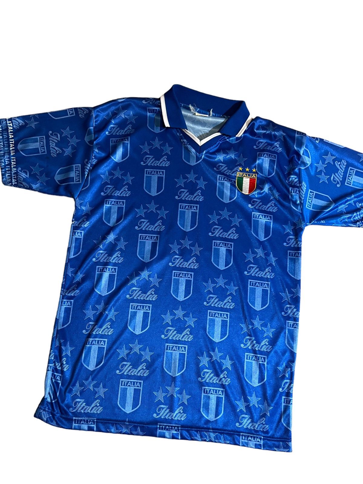 ITALIA BLUE Soccer Jersey Pre Owned Size LARGE Made By UMBRO