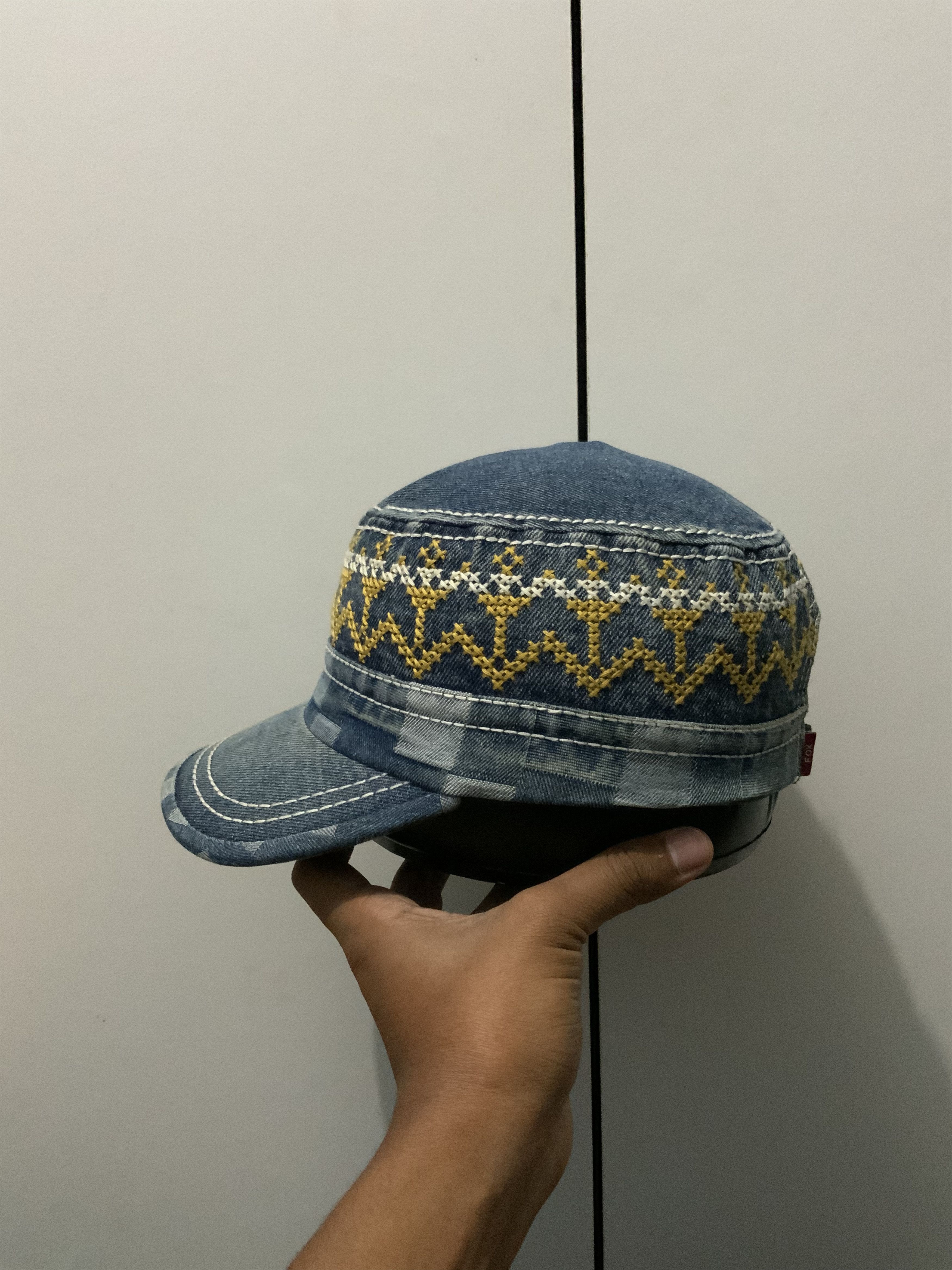 If Six Was Nine Dance Fox Denime Sashiko Japanese Style Hat Size ONE SIZE - 5 Thumbnail