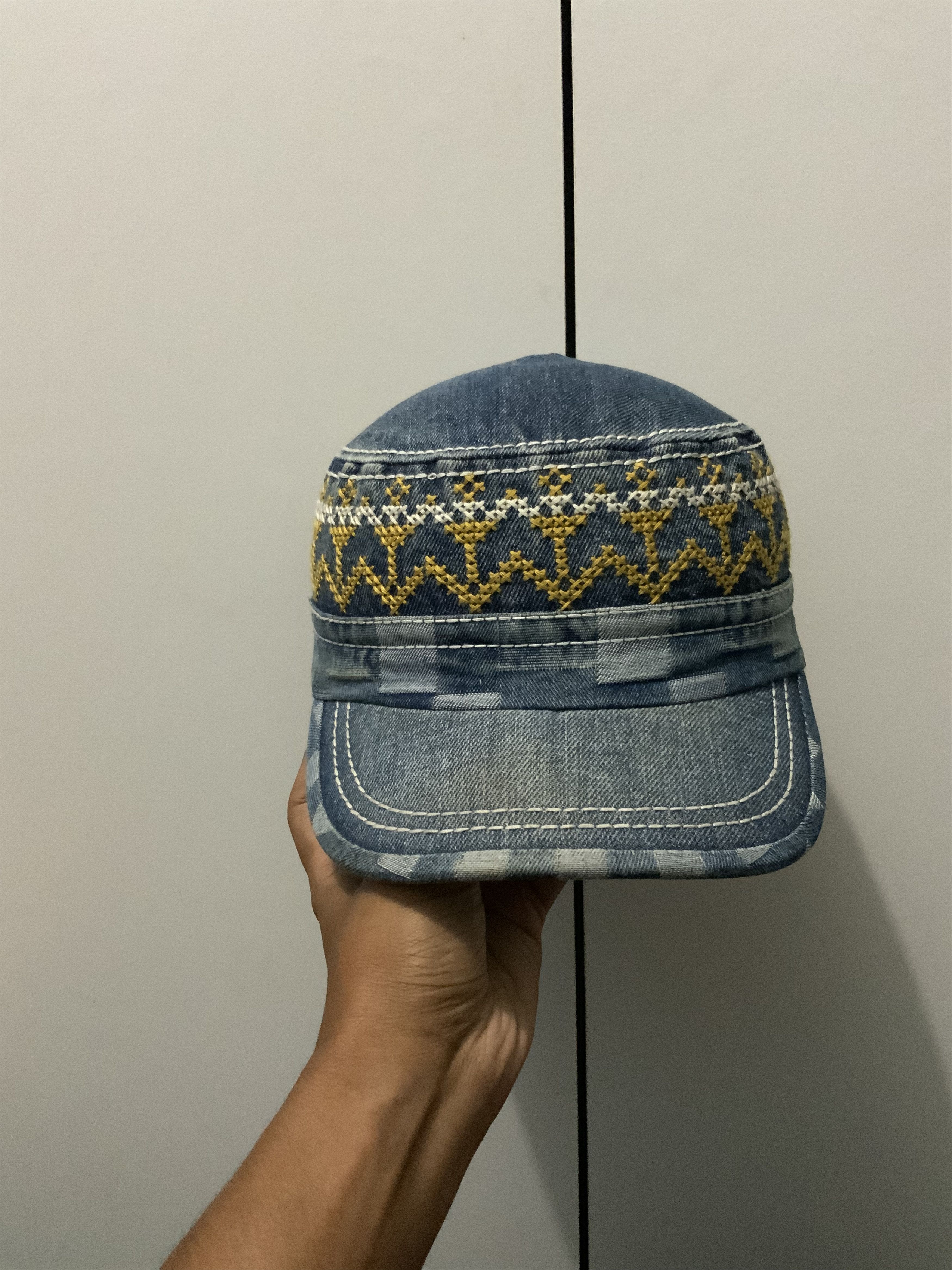 If Six Was Nine Dance Fox Denime Sashiko Japanese Style Hat Size ONE SIZE - 2 Thumbnail