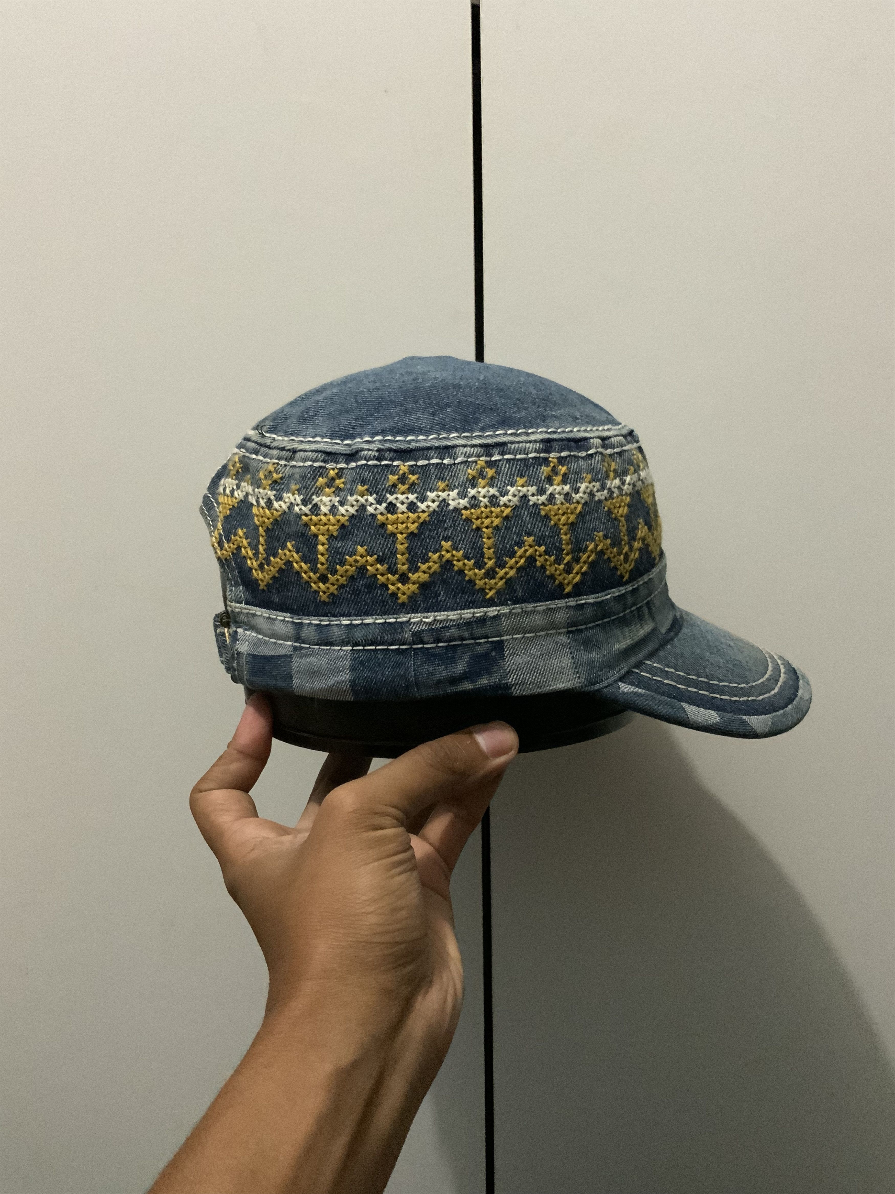 If Six Was Nine Dance Fox Denime Sashiko Japanese Style Hat Size ONE SIZE - 3 Thumbnail