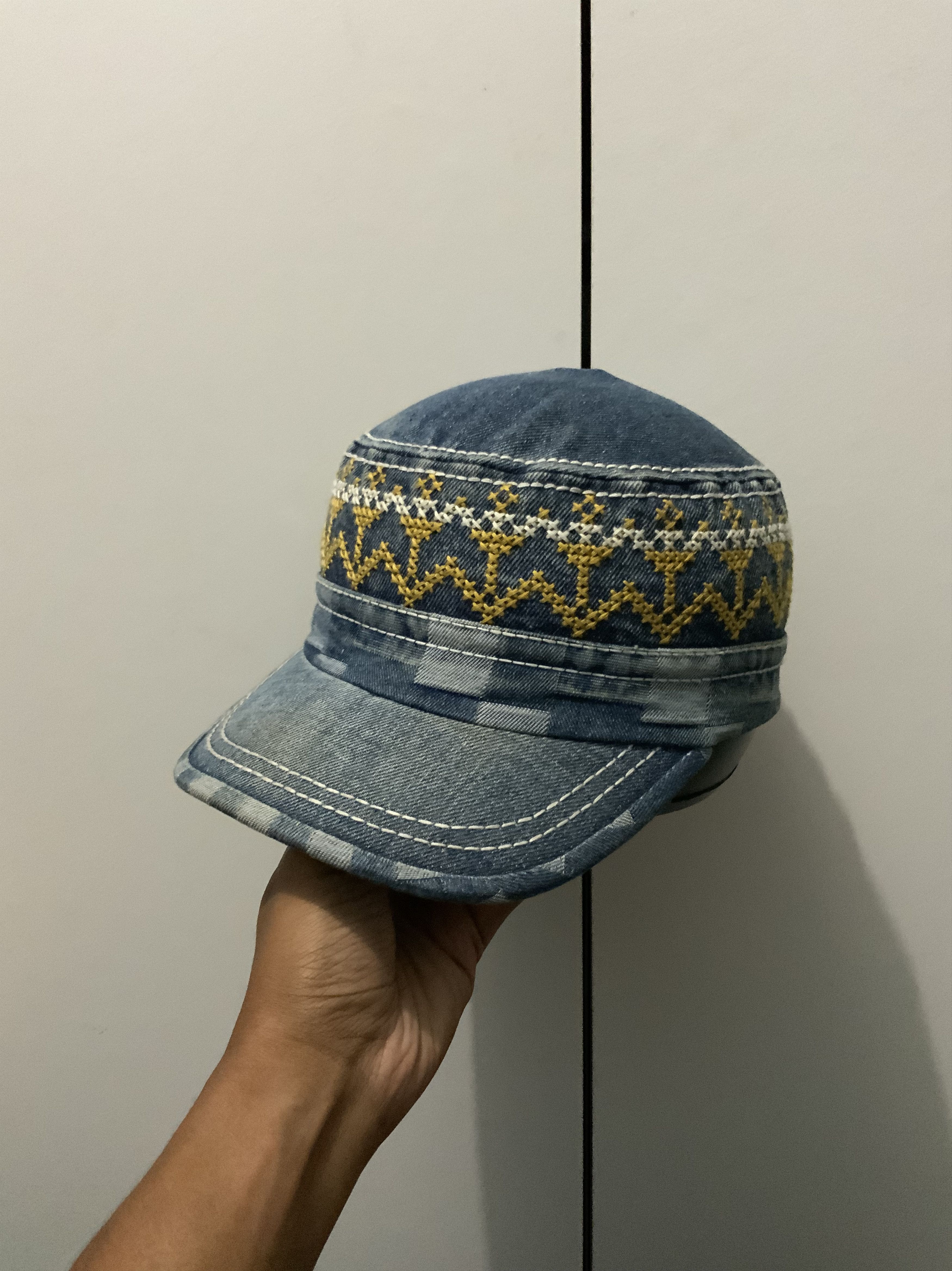 If Six Was Nine Dance Fox Denime Sashiko Japanese Style Hat Size ONE SIZE - 13 Thumbnail