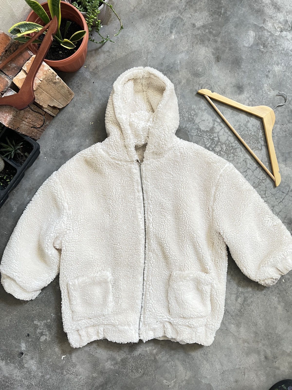 Vintage 🏴‍☠️ Japenese baggy Sherpa Bomber Jacket With Hoodie