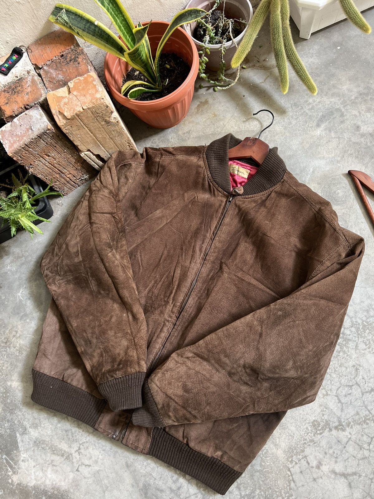 Japanese Brand VTG 🏴‍☠️ Japanese Leather Bomber Jacket Natural Brown Size US L / EU 52-54 / 3 - 9 Thumbnail
