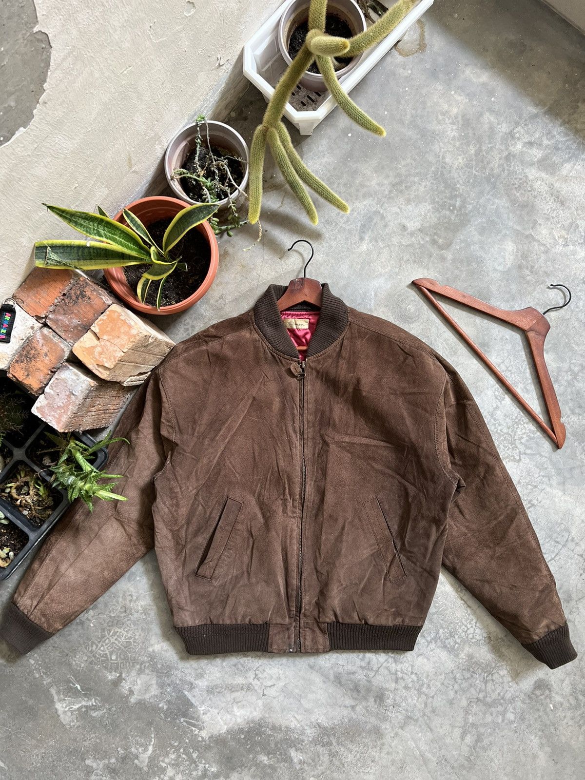 Japanese Brand VTG 🏴‍☠️ Japanese Leather Bomber Jacket Natural Brown Size US L / EU 52-54 / 3 - 1 Thumbnail