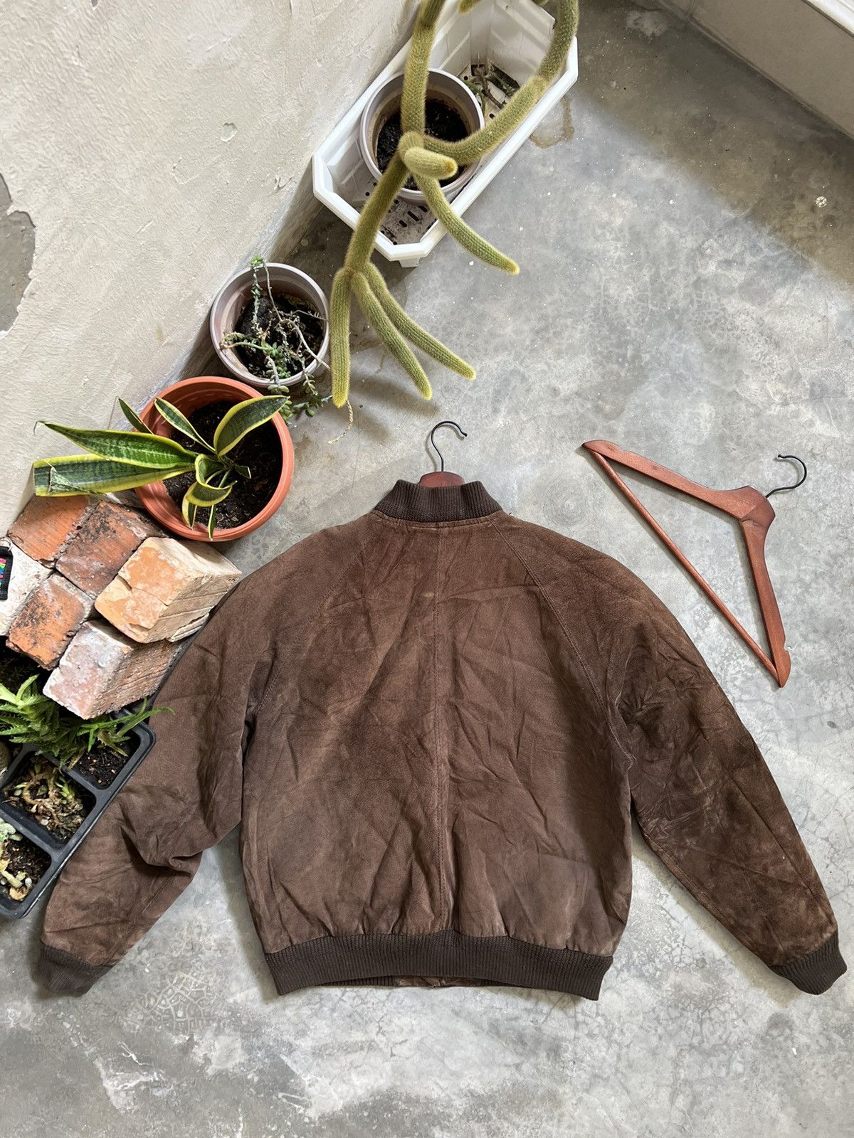 Japanese Brand VTG 🏴‍☠️ Japanese Leather Bomber Jacket Natural Brown Size US L / EU 52-54 / 3 - 6 Thumbnail