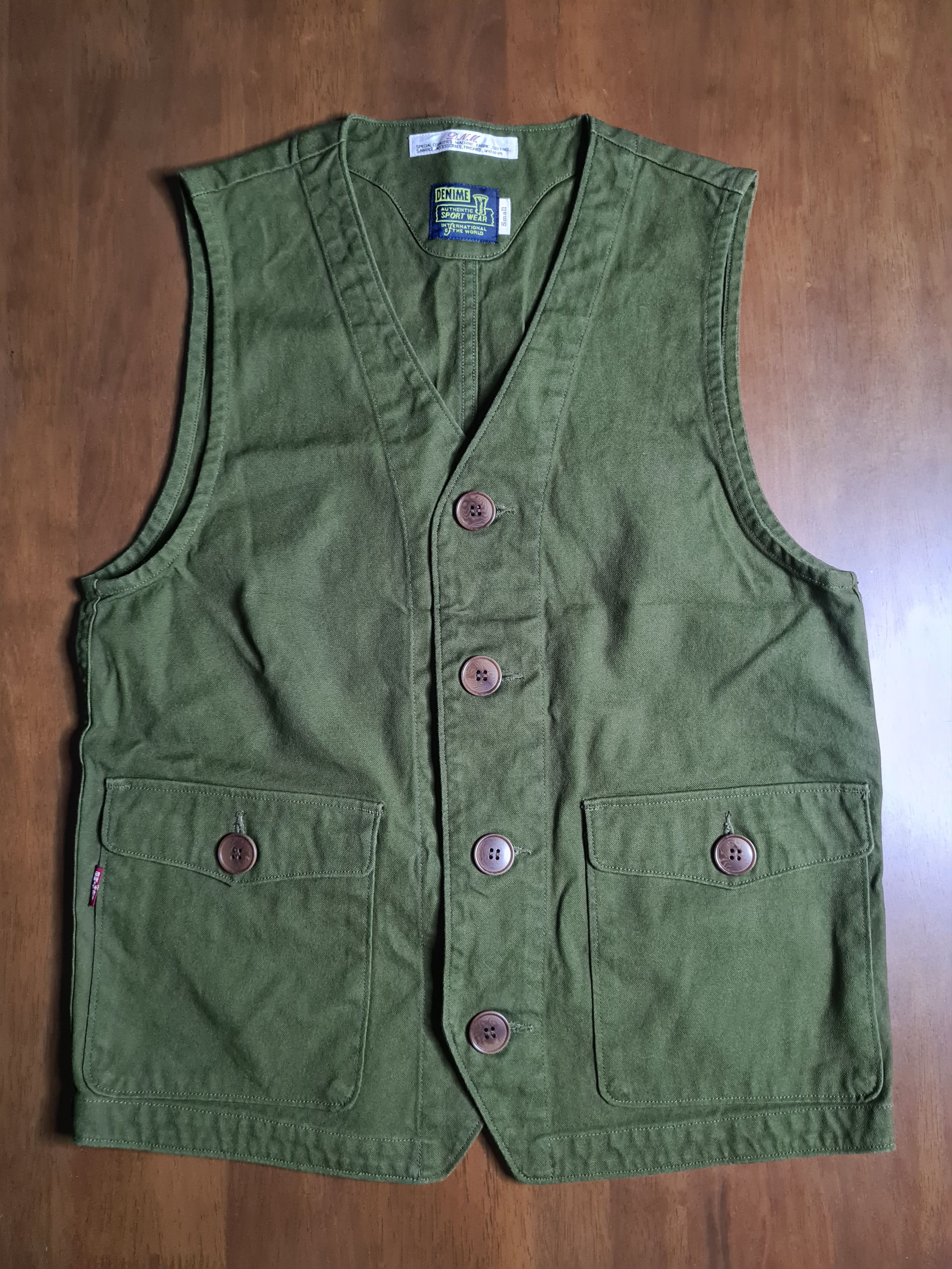 Denime × Japanese Brand Denime vests canvas olive green Size US S / EU 44-46 / 1 - 1 Thumbnail