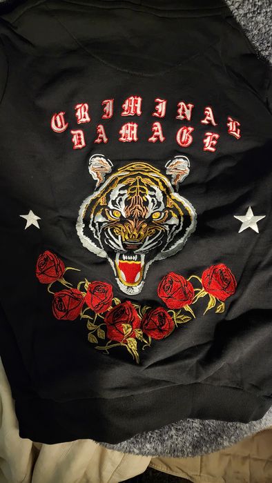 Criminal Damage Criminal Damage Embroidered Tiger and Roses Hoodie