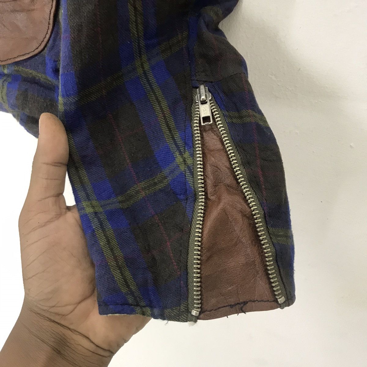 Seditionaries Vintage Oscar Piel Tartan Leather double collar punk jacket Size US M / EU 48-50 / 2 - 6 Thumbnail