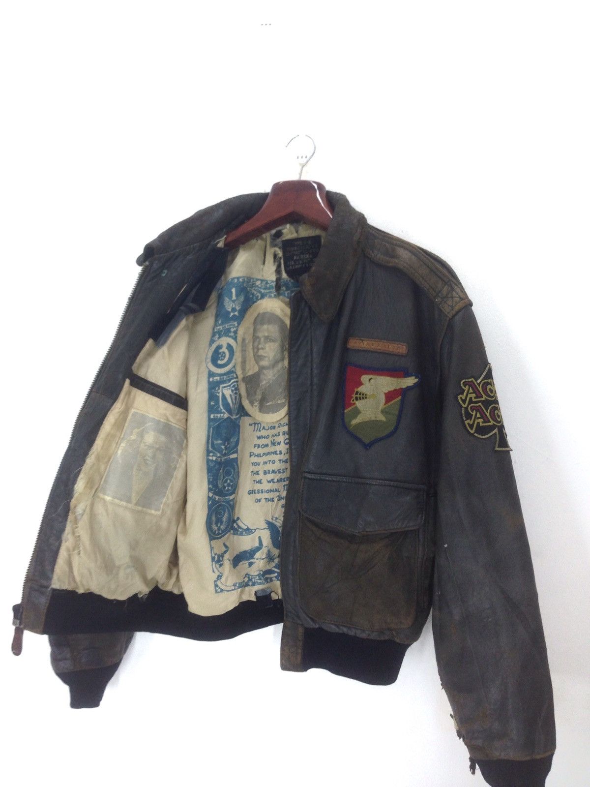 Distressed Avirex Leather Jacket USAF Type A Bomber Pilot