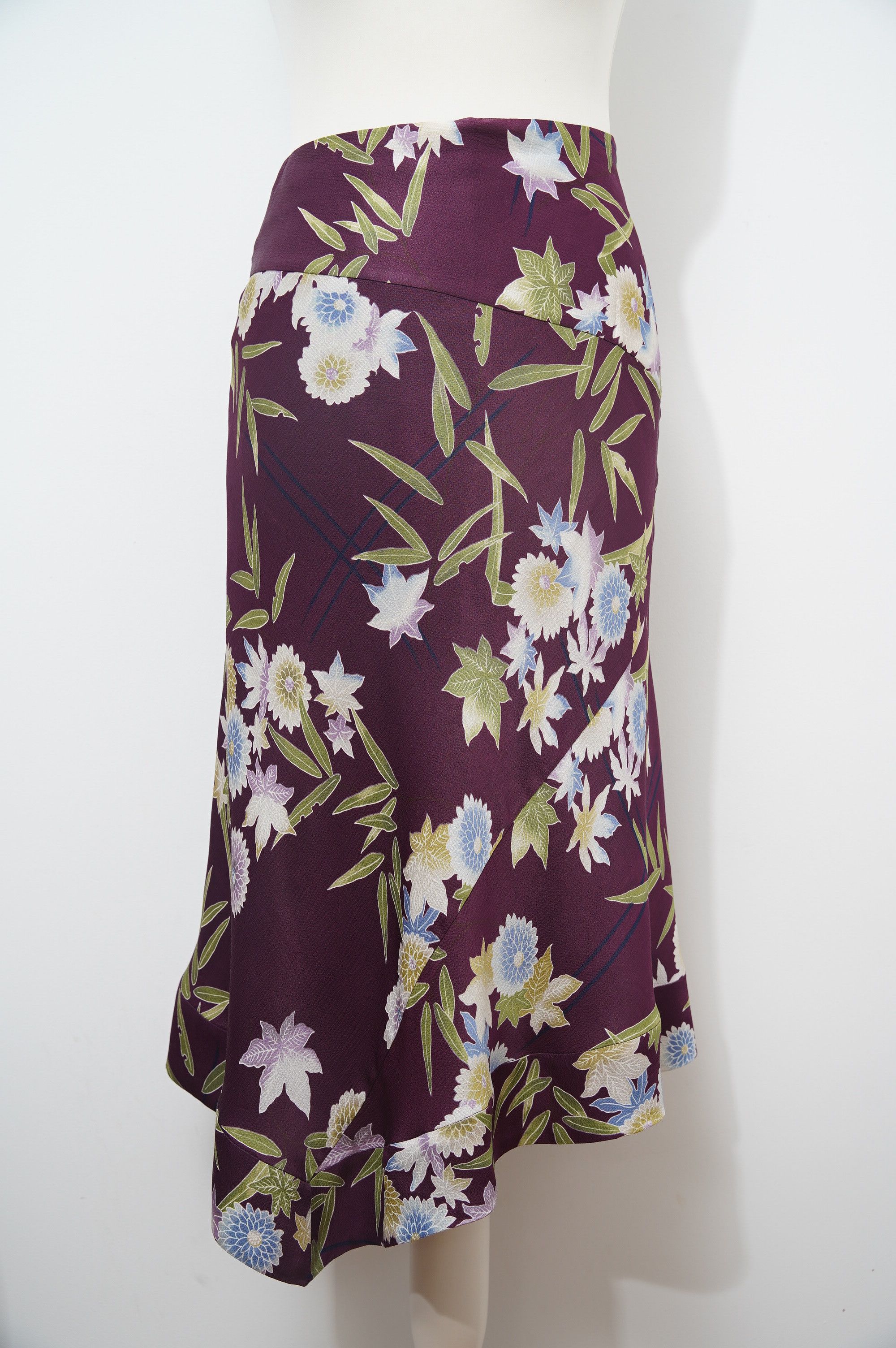 Vintage Kenzo Paris Silk Midi Skirt Floral Pattern