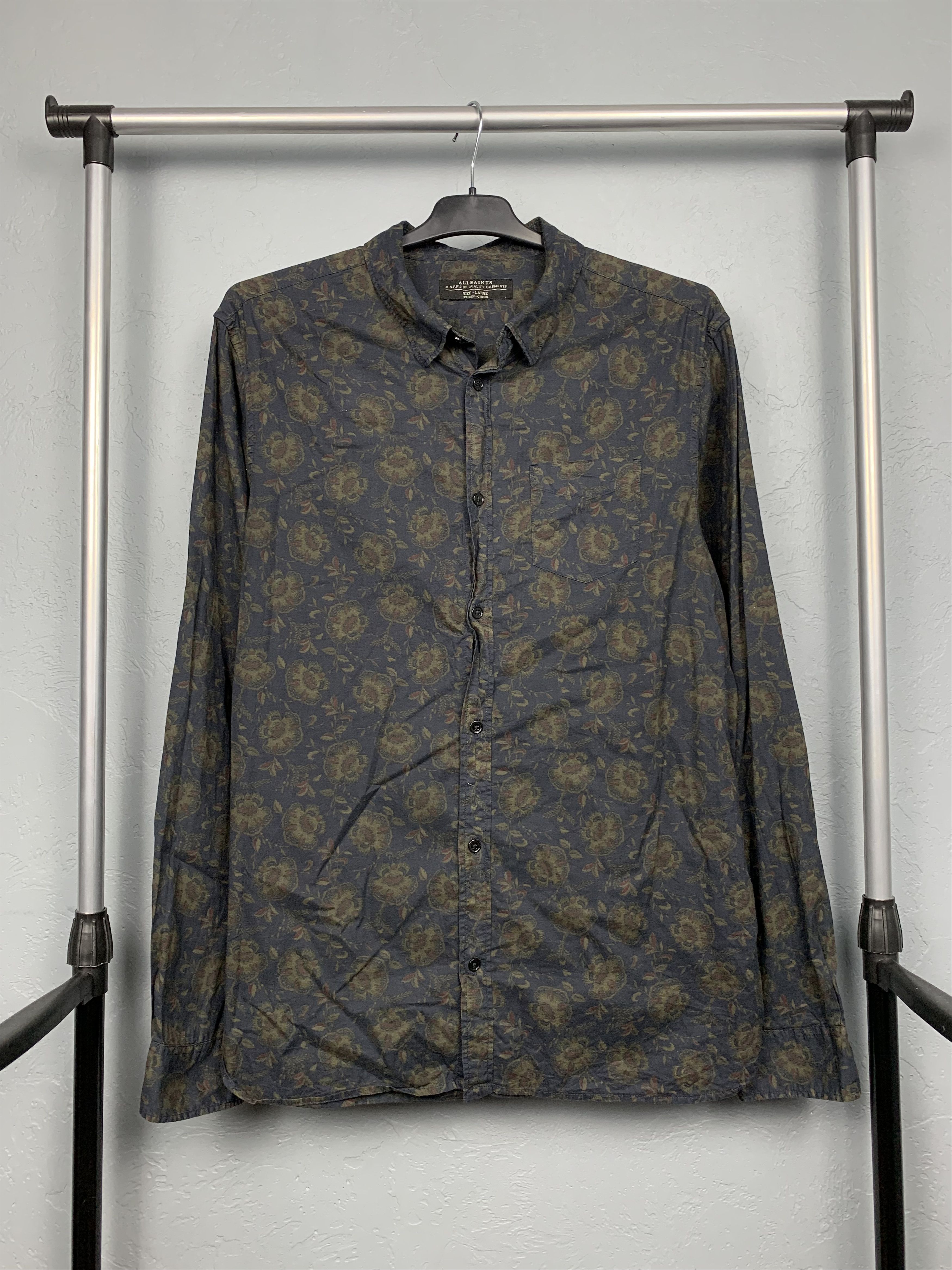Allsaints Allsaints Ashbury Floral Print Mens Long Sleeve Shirt Size US L / EU 52-54 / 3 - 1 Thumbnail