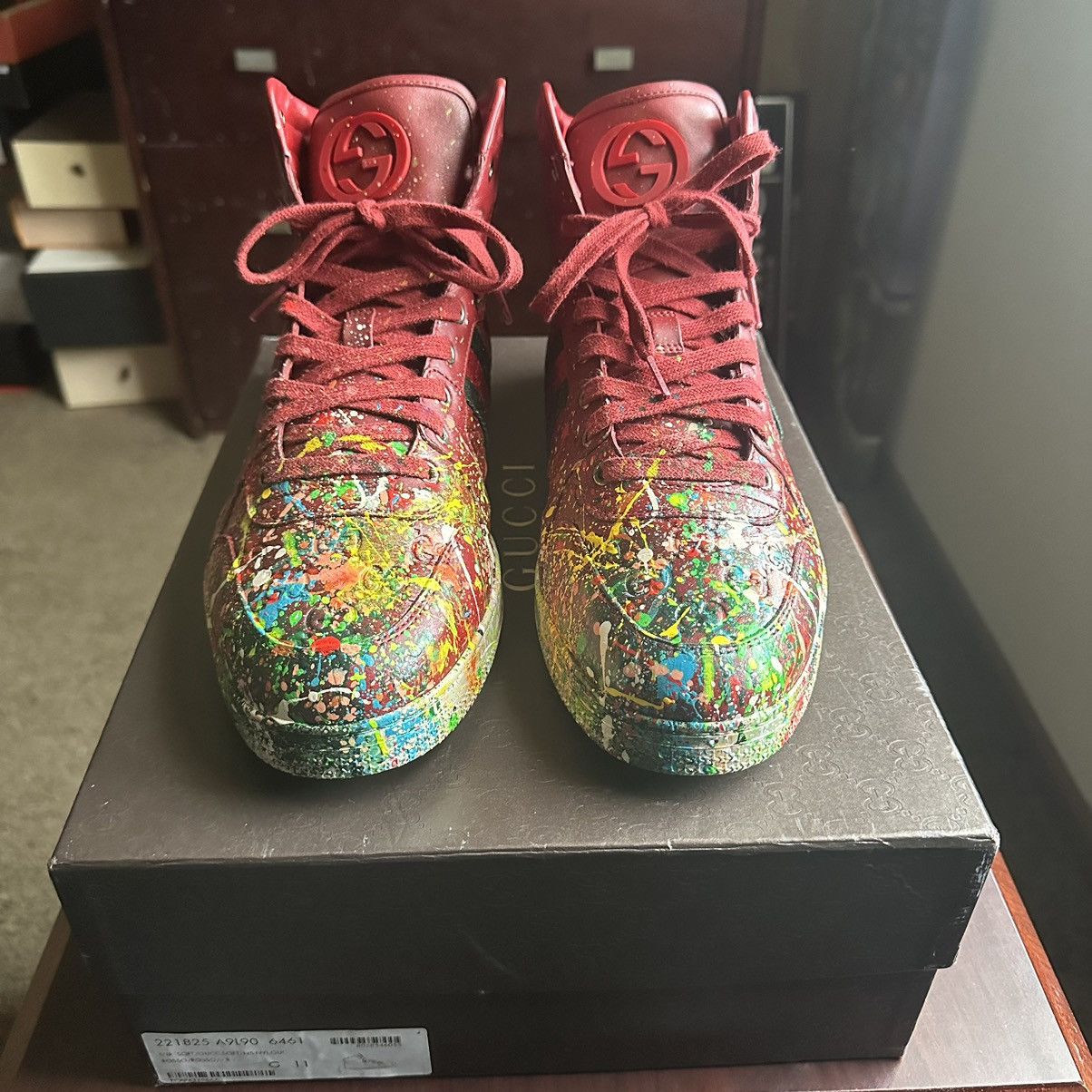 Gucci Gucci Guccissima High-top Sneaker Red Size US 11.5 / EU 44-45 - 3 Thumbnail