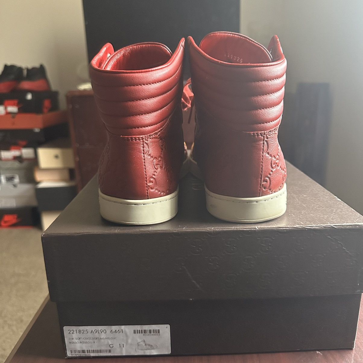 Gucci Gucci Guccissima High-top Sneaker Red Size US 11.5 / EU 44-45 - 4 Thumbnail